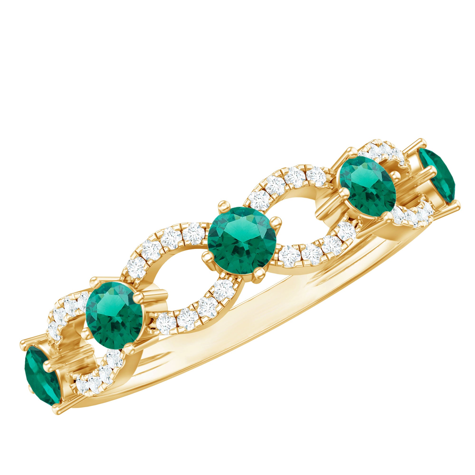 Designer Lab Grown Emerald Diamond Eternity Wedding Band AAAA - Rosec Jewels