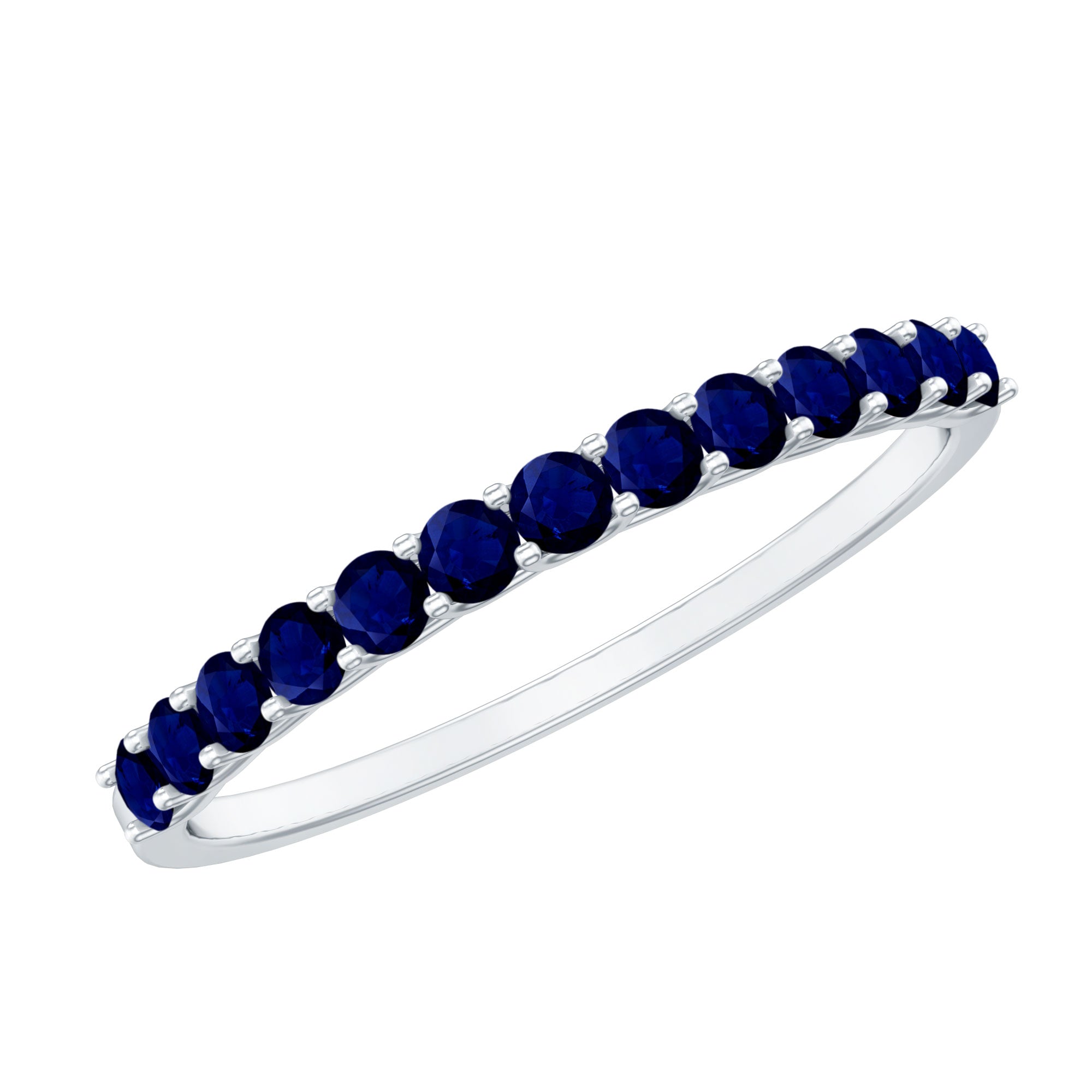 Bague de fiançailles empilable en saphir bleu taille ronde 1/2 CT