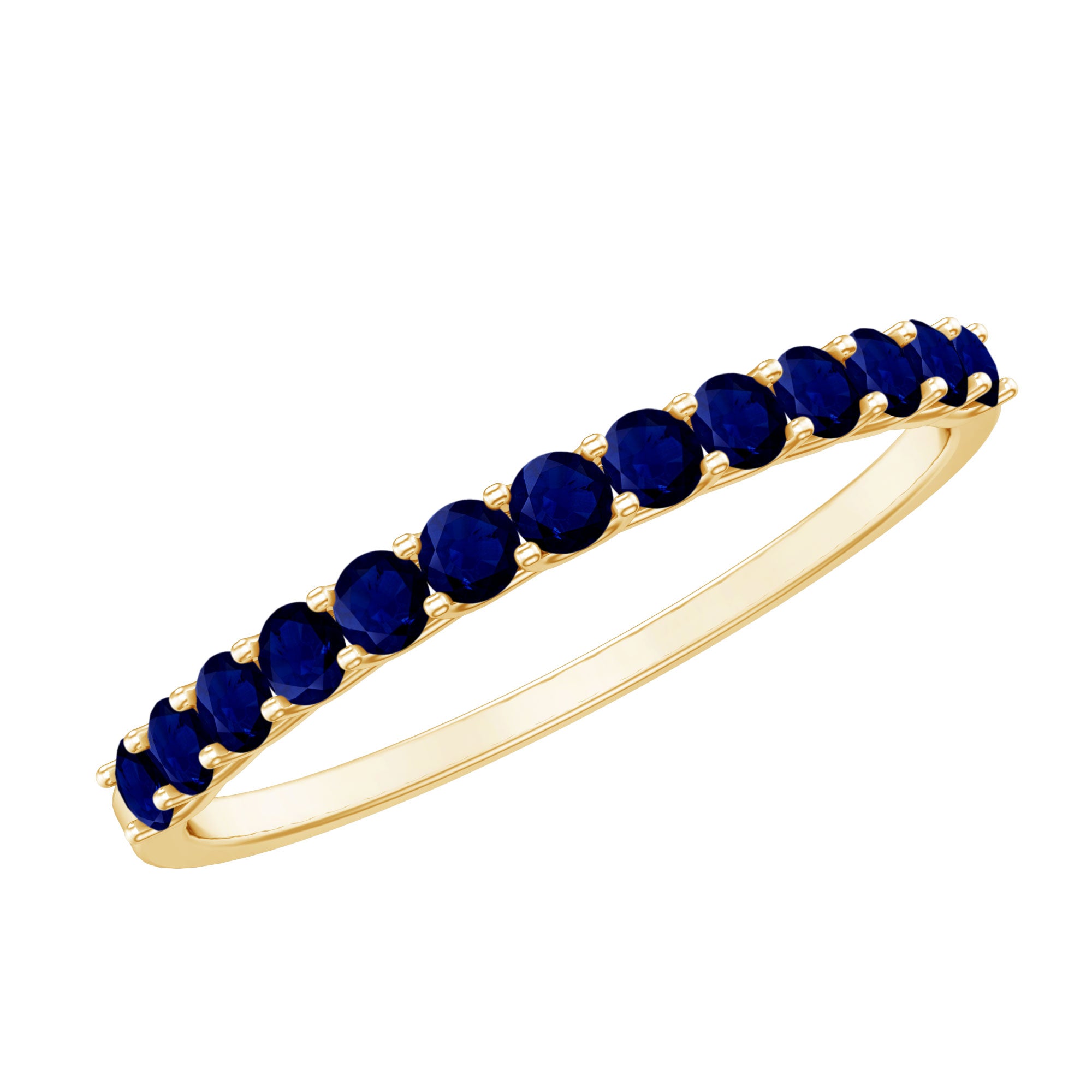 Natural Blue Sapphire Half Eternity Ring for Women AAA - Rosec Jewels