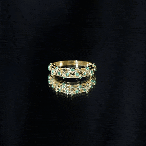 Rosec Jewels-Natural Emerald Filigree Wedding Band for Women