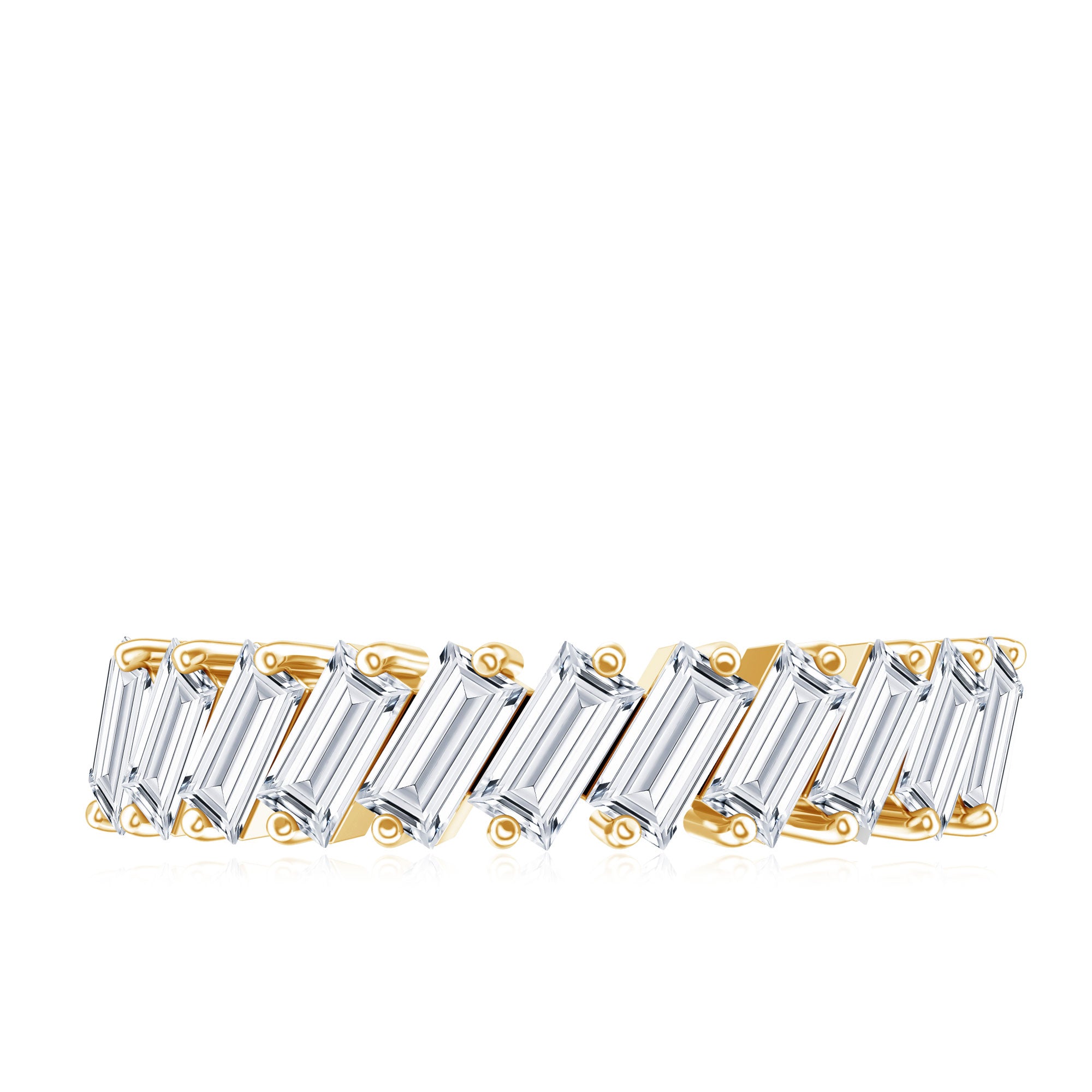 Certified Moissanite Baguette Cut Half Eternity Ring D-VS1 - Rosec Jewels