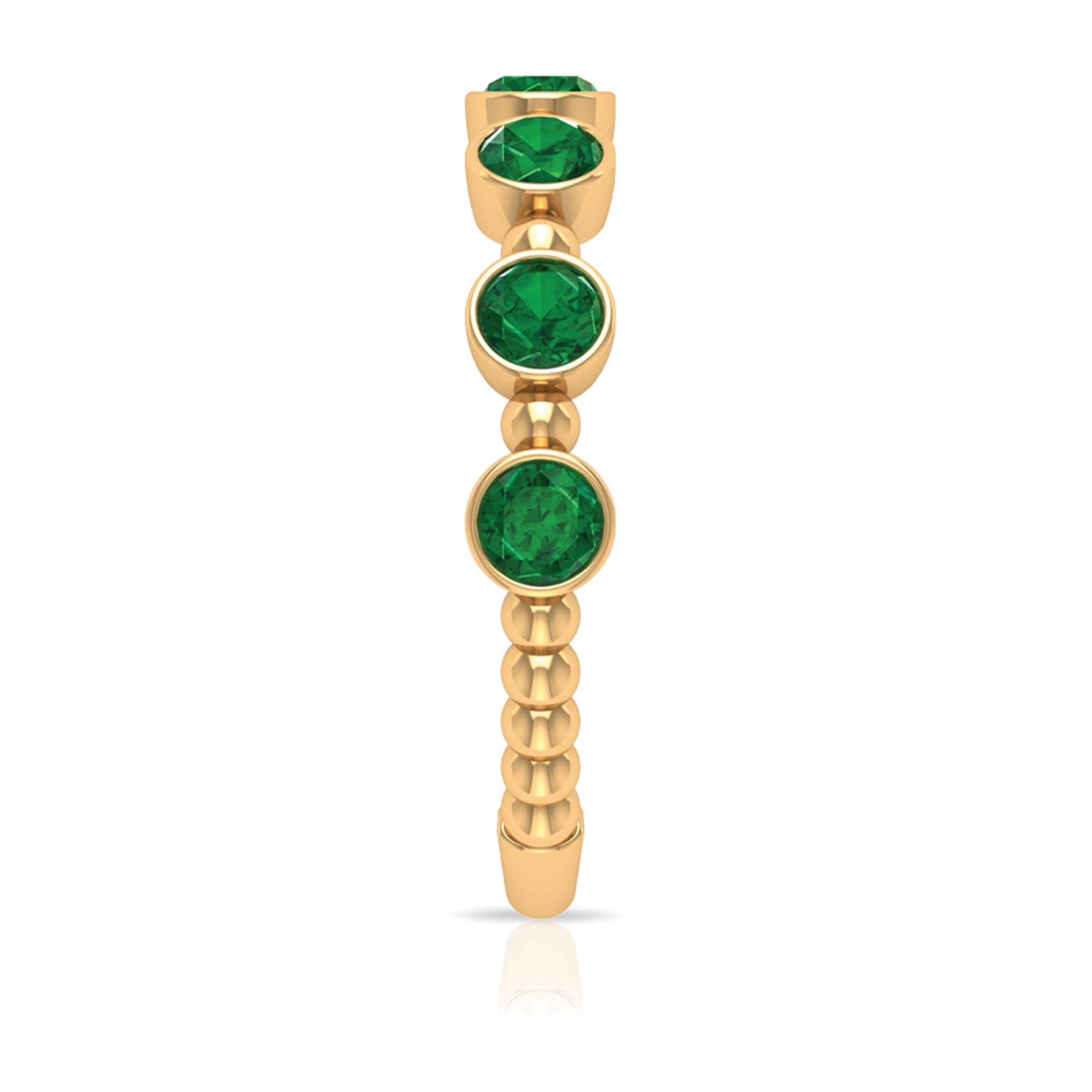 Bezel Set Lab Grown Emerald 7 Stone Half Eternity Ring with Certificate AAAA - Rosec Jewels