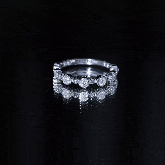Bezel Set Moissanite Stackable Anniversary Band Ring D-VS1 - Rosec Jewels
