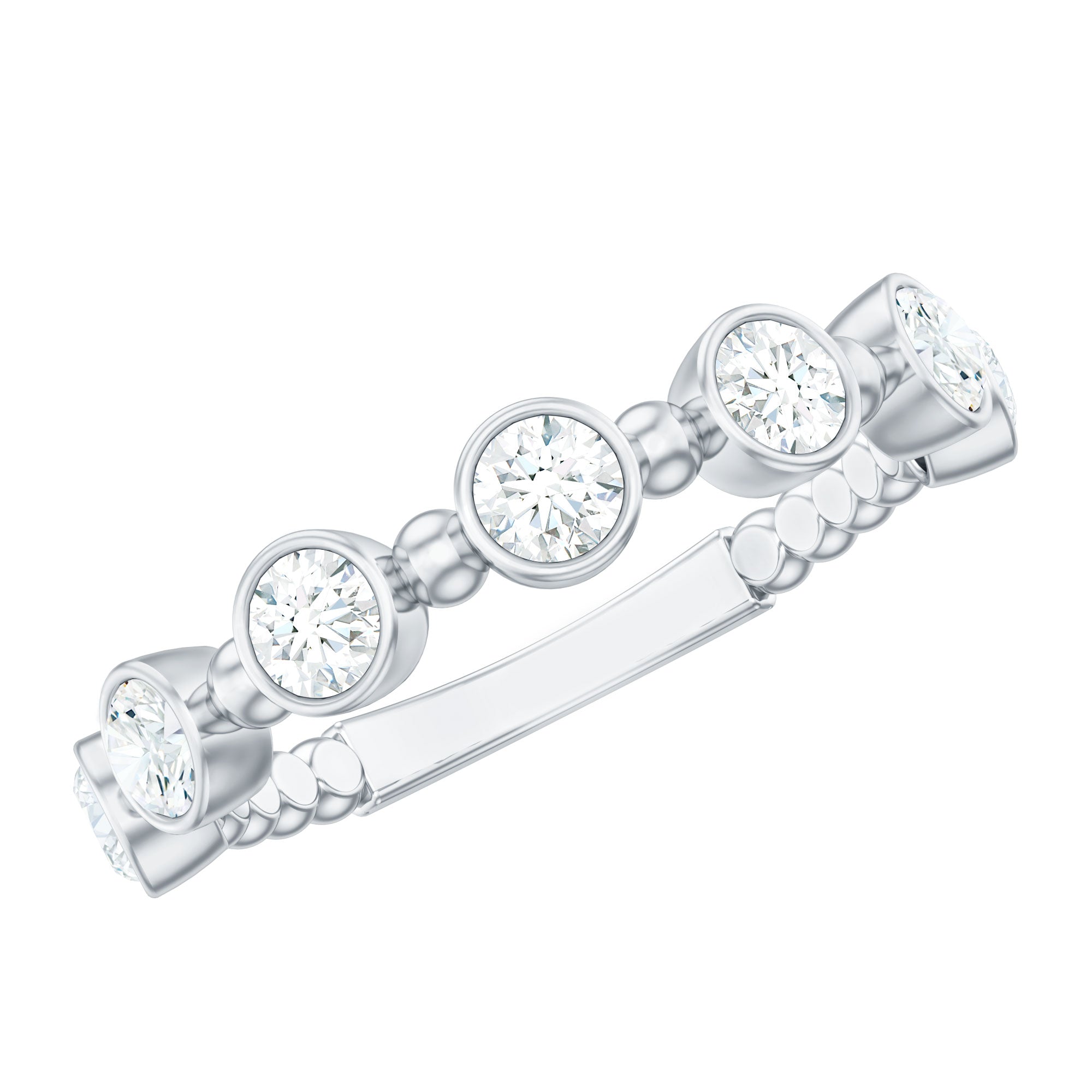 Bezel Set Moissanite Stackable Anniversary Band Ring D-VS1 - Rosec Jewels