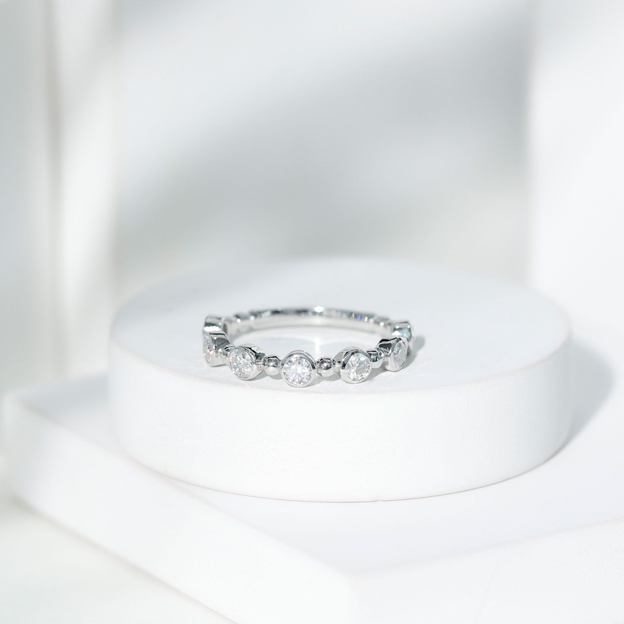 Bezel Set Moissanite Stackable Anniversary Band Ring D-VS1 - Rosec Jewels