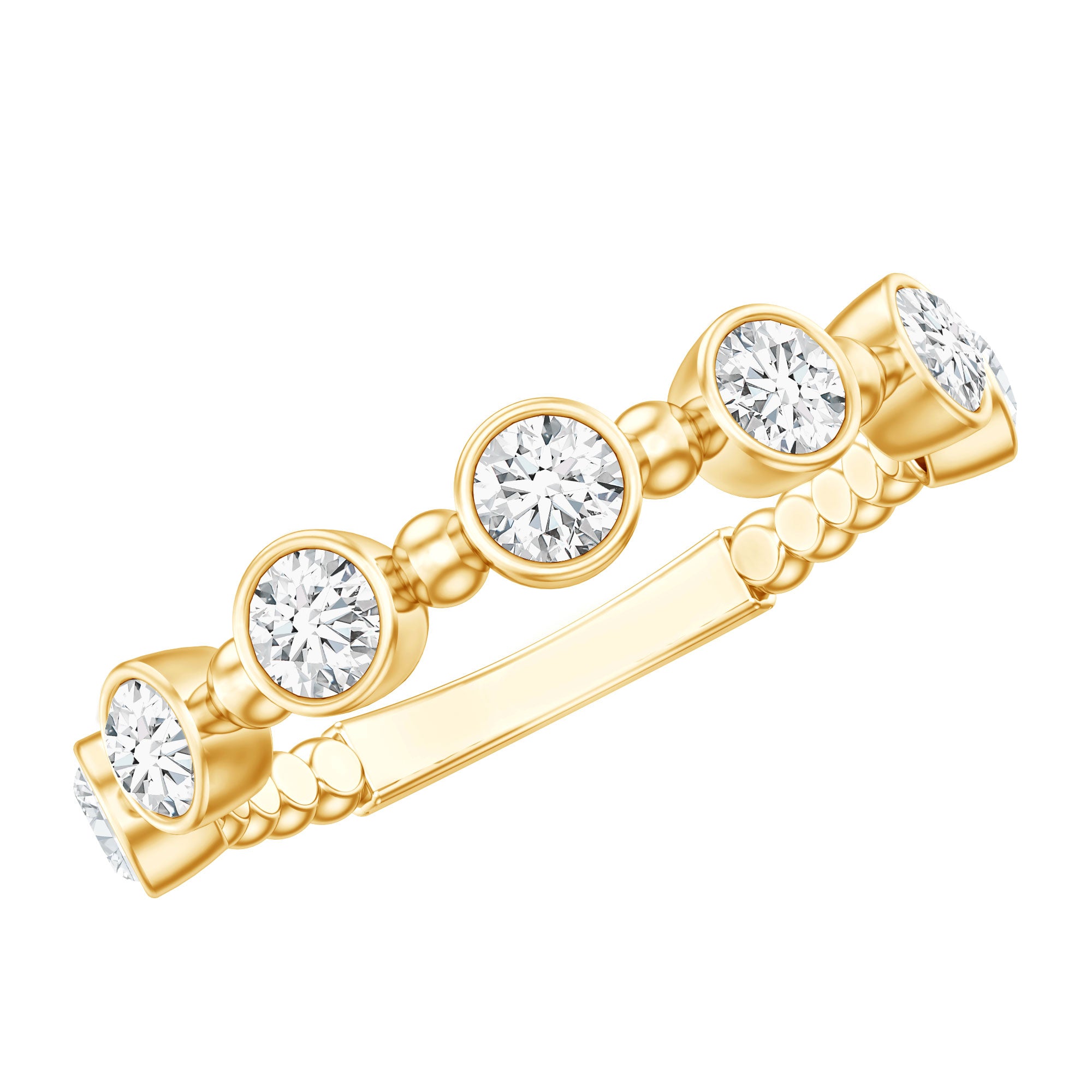 Bezel Set Moissanite Stackable Anniversary Band Ring D-VS1 - Rosec Jewels