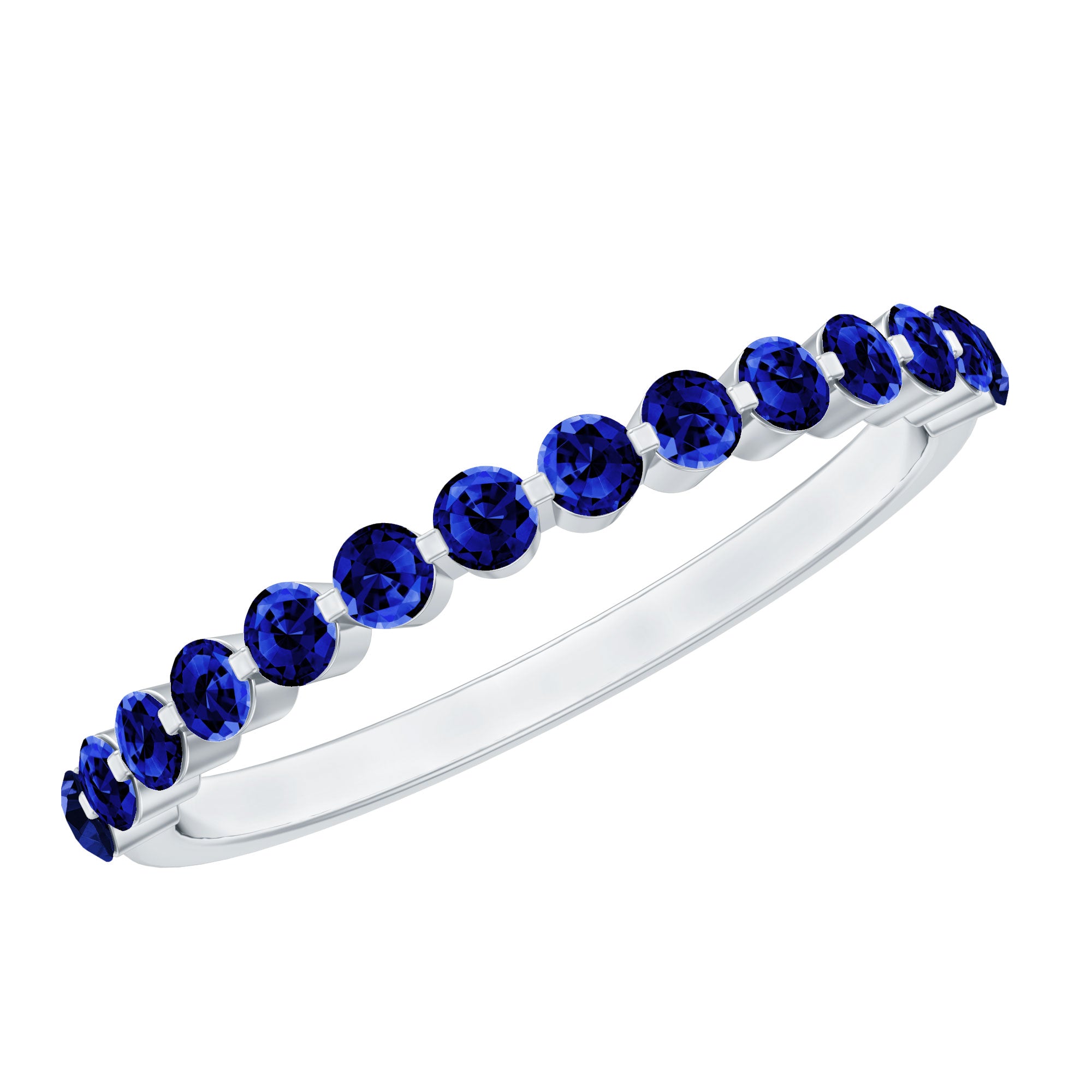Certified Lab Grown Blue Sapphire Half Eternity Ring for Women