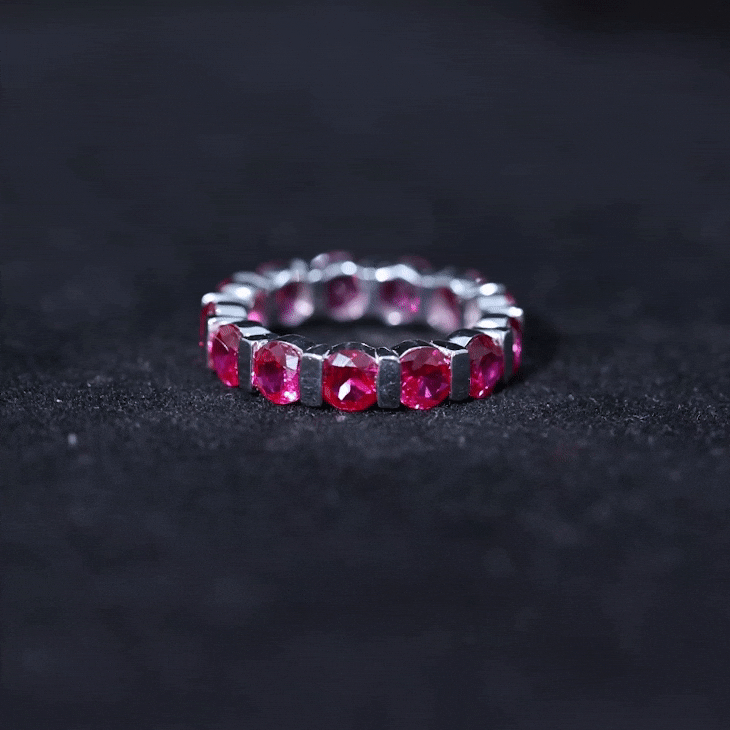 6.5 CT Bar Set Created Ruby Full Eternity Ring AAAA - Rosec Jewels