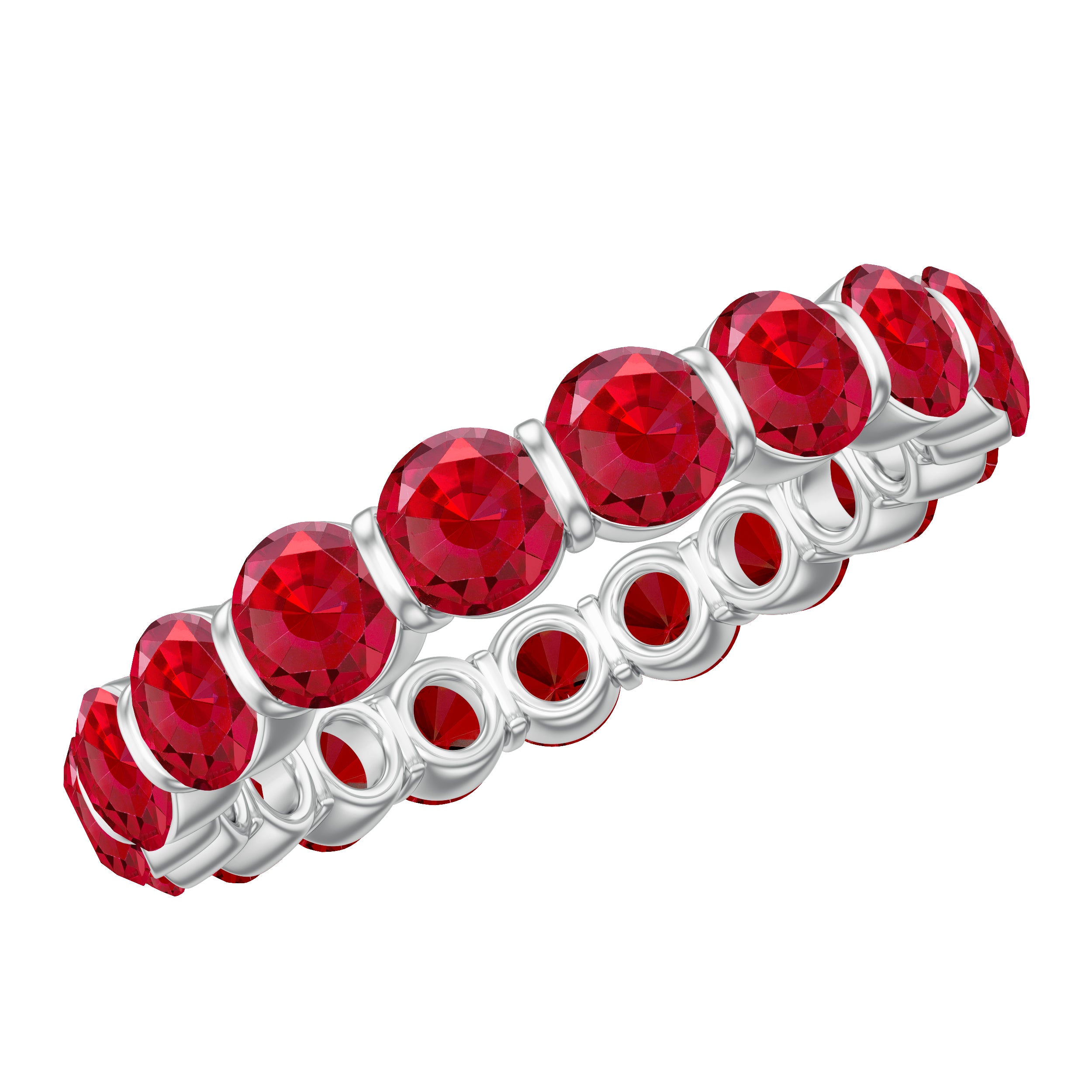 6.5 CT Bar Set Created Ruby Full Eternity Ring AAAA - Rosec Jewels
