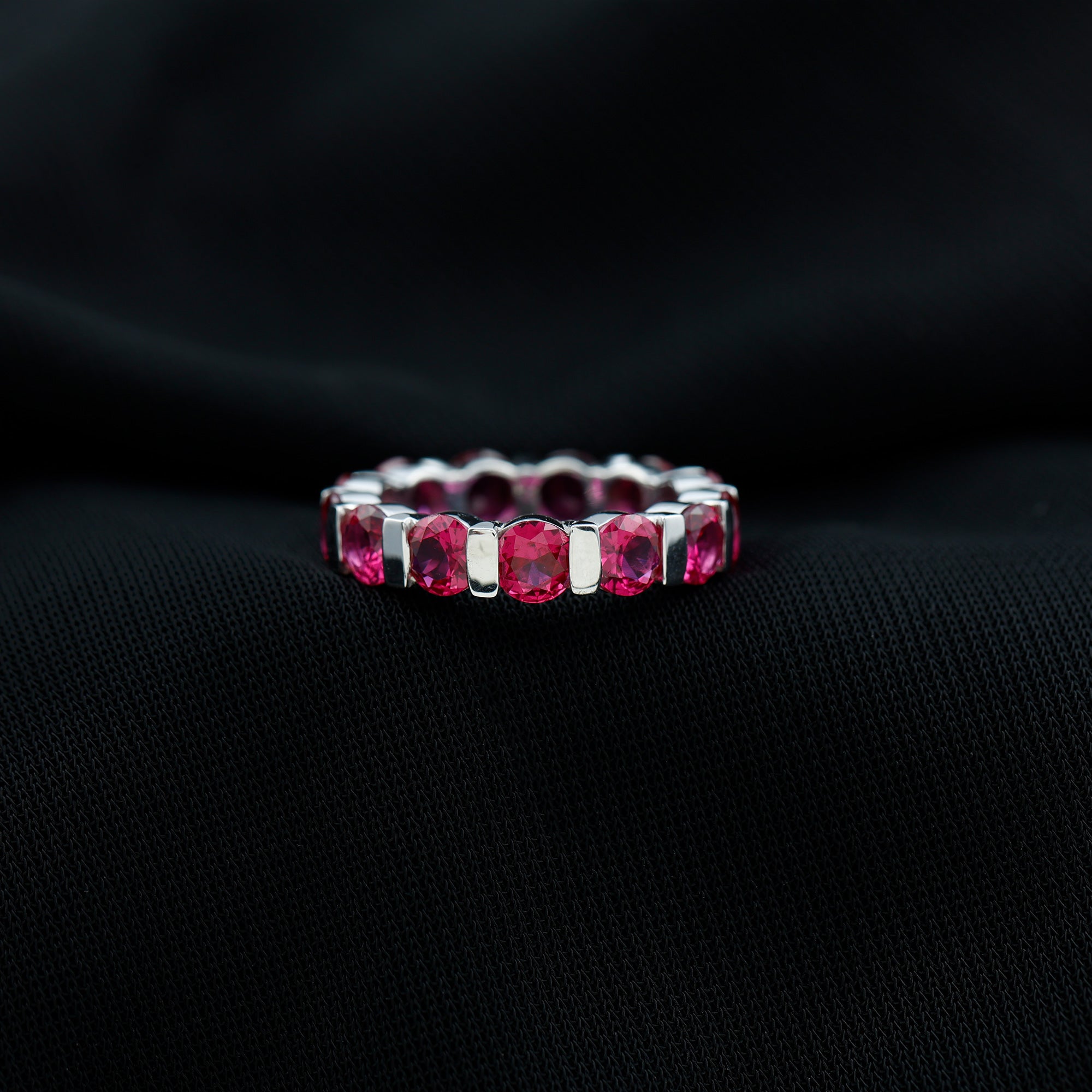 6.5 CT Bar Set Created Ruby Full Eternity Ring AAAA - Rosec Jewels