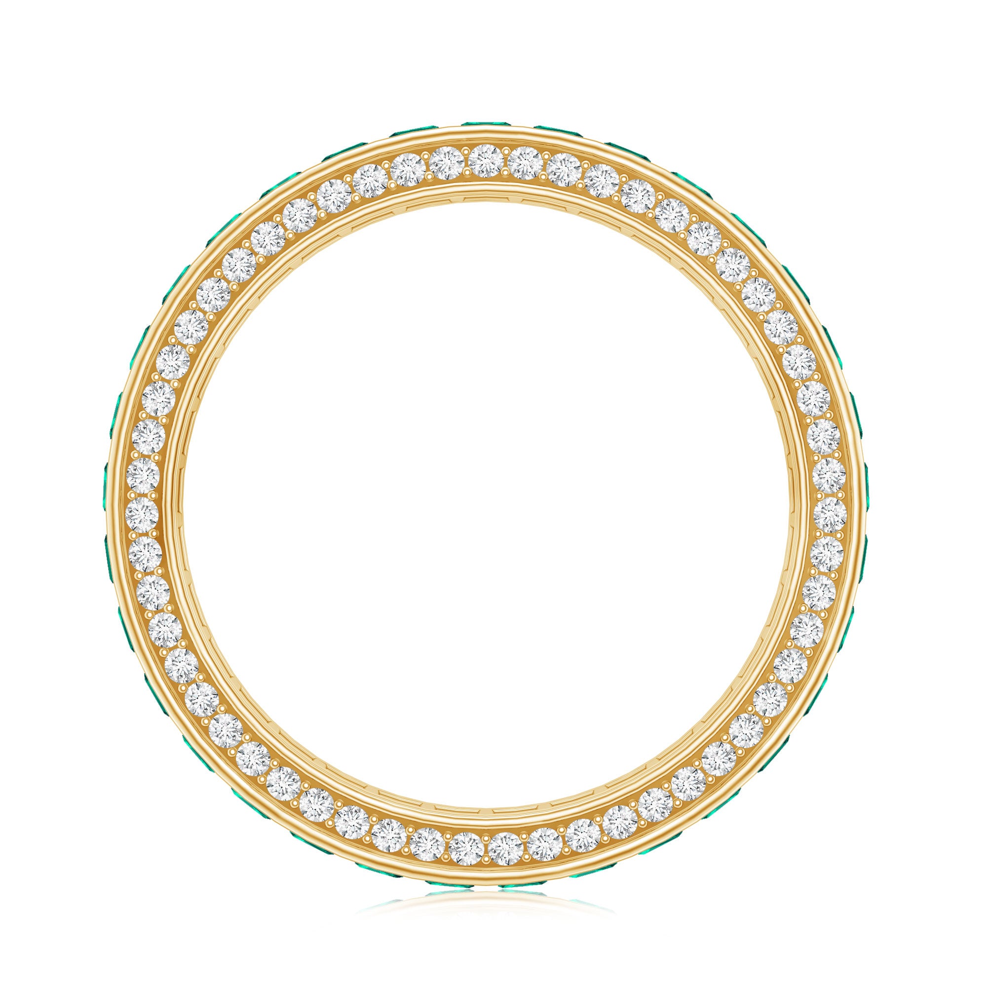 Certified Princess Cut Lab Grown Emerald Eternity Wedding Band in Channel Setting AAAA - Rosec Jewels