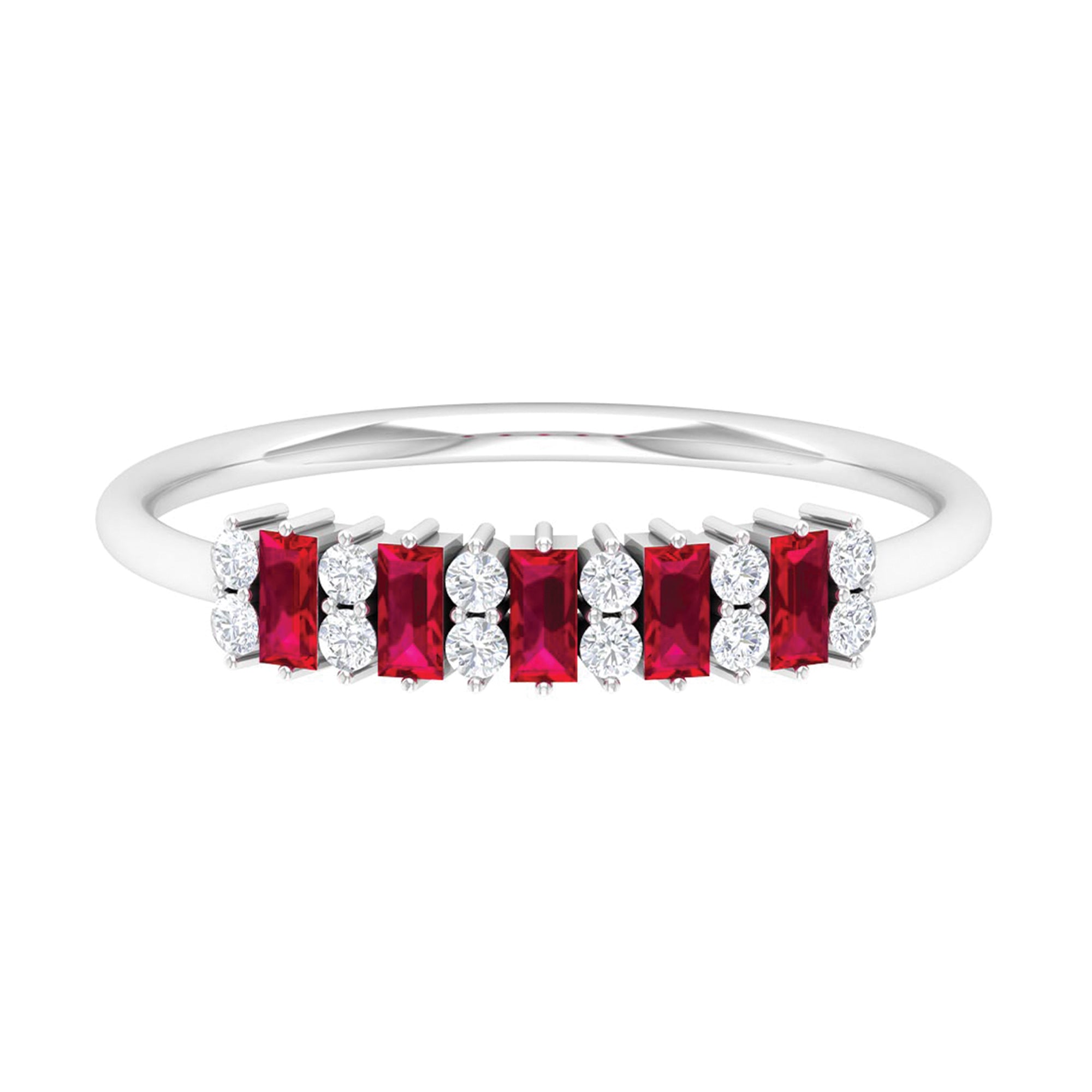 1.75 CT Created Ruby and Diamond Minimal Cluster Ring AAAA - Rosec Jewels