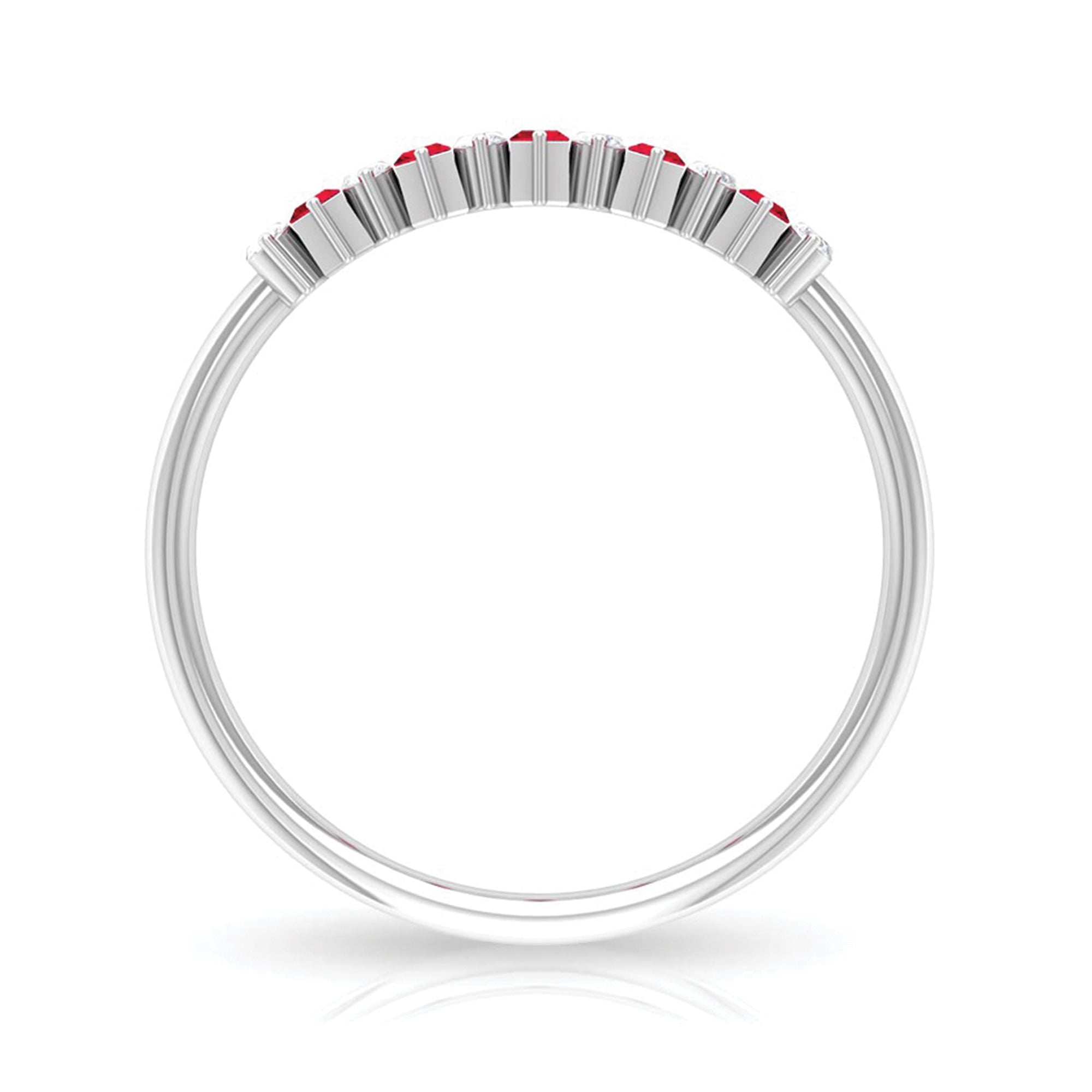 1.75 CT Created Ruby and Diamond Minimal Cluster Ring AAAA - Rosec Jewels