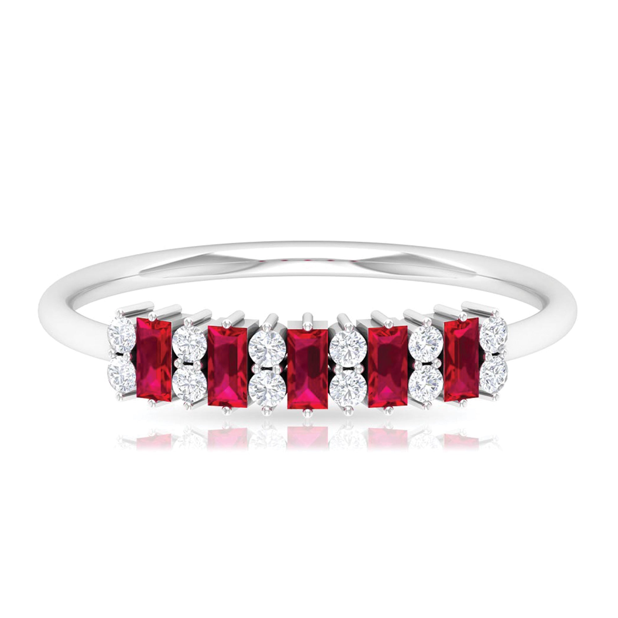 1.75 CT Created Ruby and Diamond Minimal Cluster Ring AAAA - Rosec Jewels