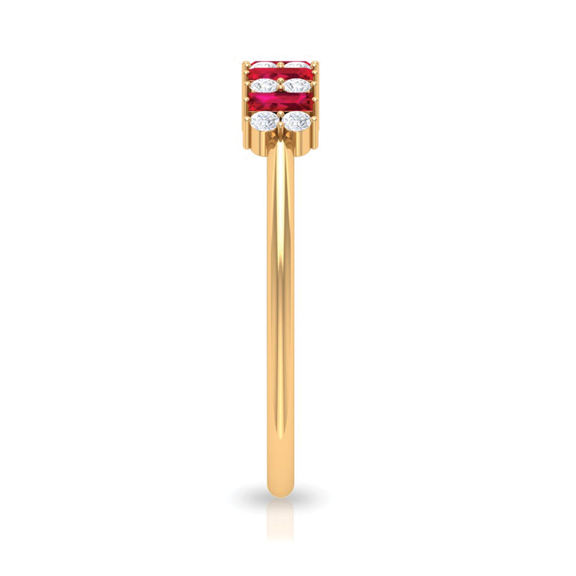 1.75 CT Created Ruby and Diamond Minimal Cluster Ring AAAA - Rosec Jewels