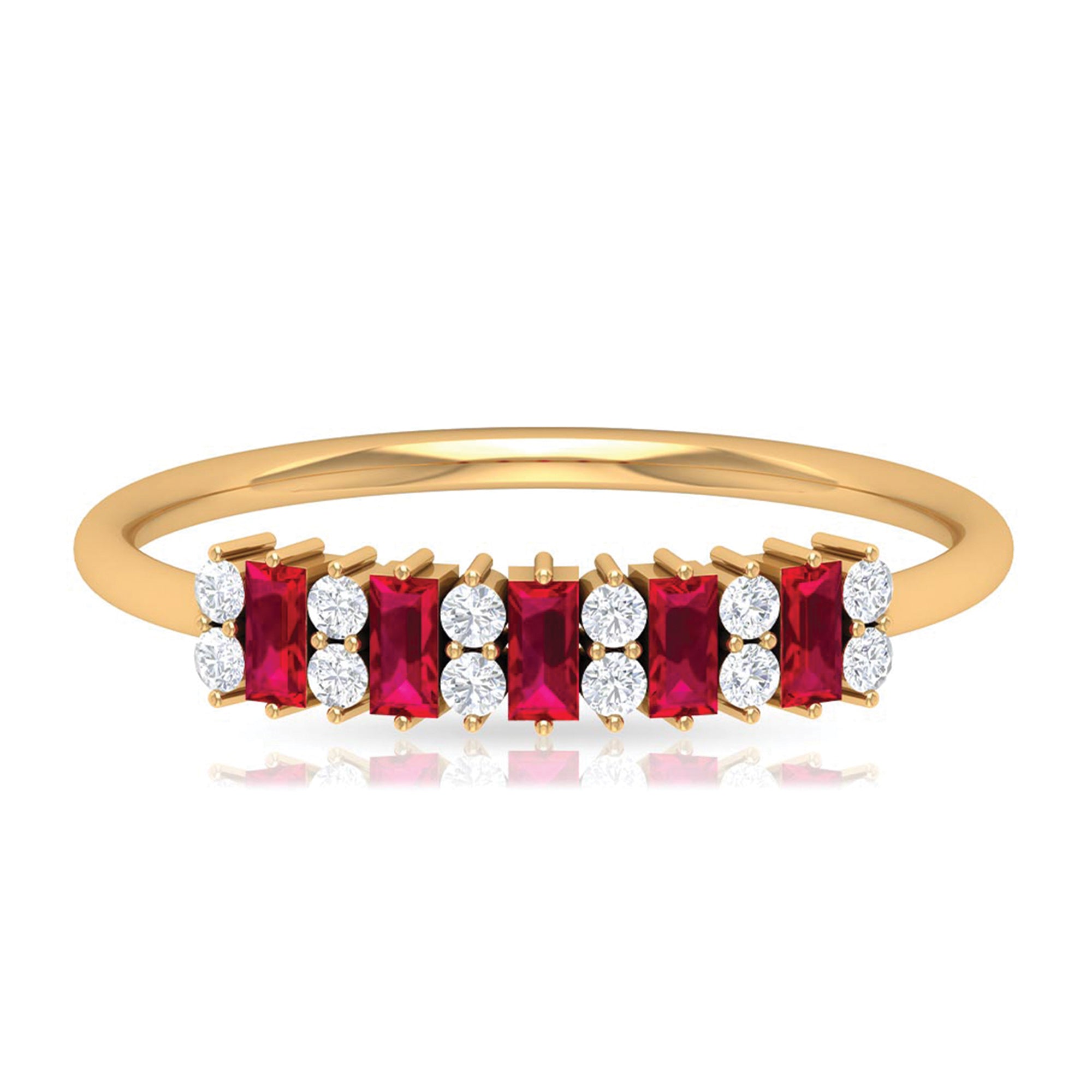 1.75 CT Created Ruby and Diamond Minimal Cluster Ring AAAA - Rosec Jewels