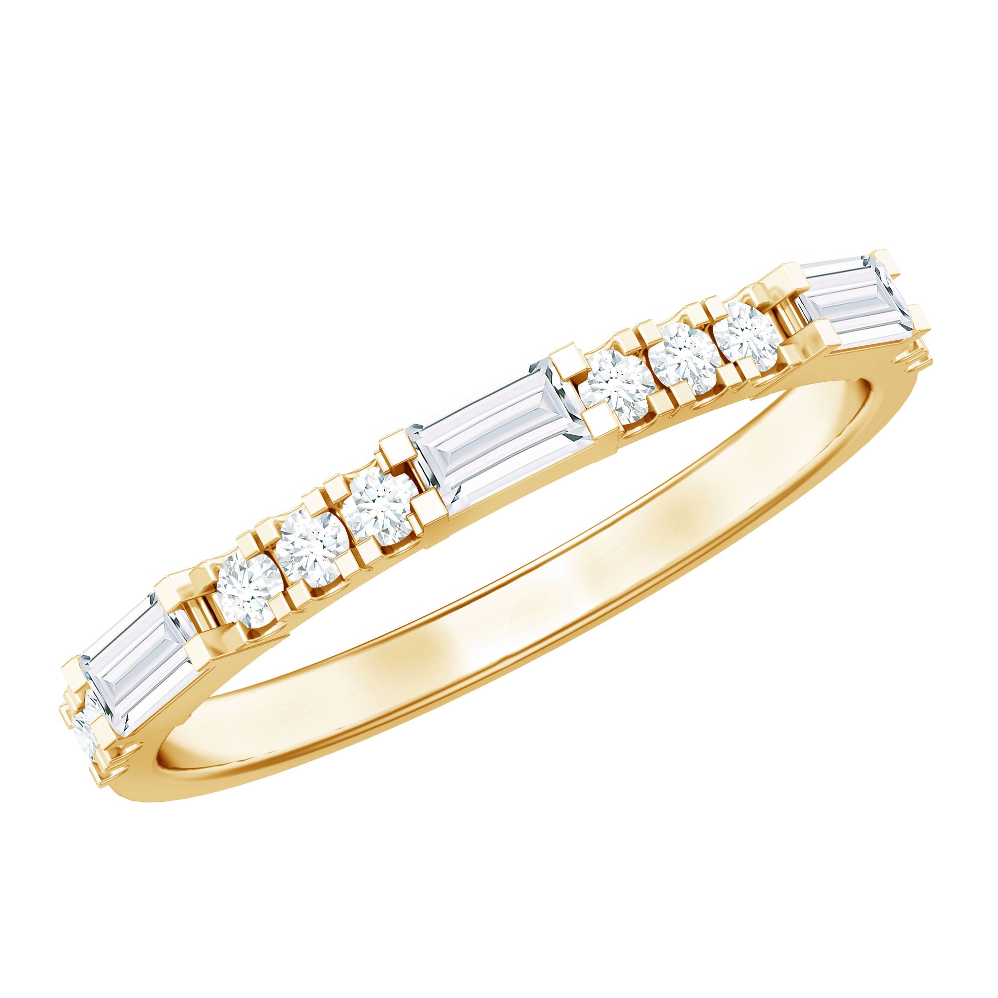 Baguette Moissanite Minimalist Stackable Eternity Ring D-VS1 - Rosec Jewels