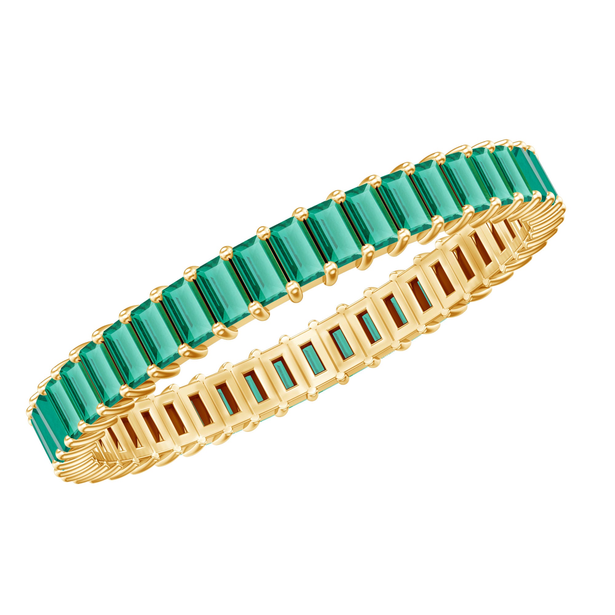 Lab Grown Emerald Baguette Eternity Band AAAA - Rosec Jewels
