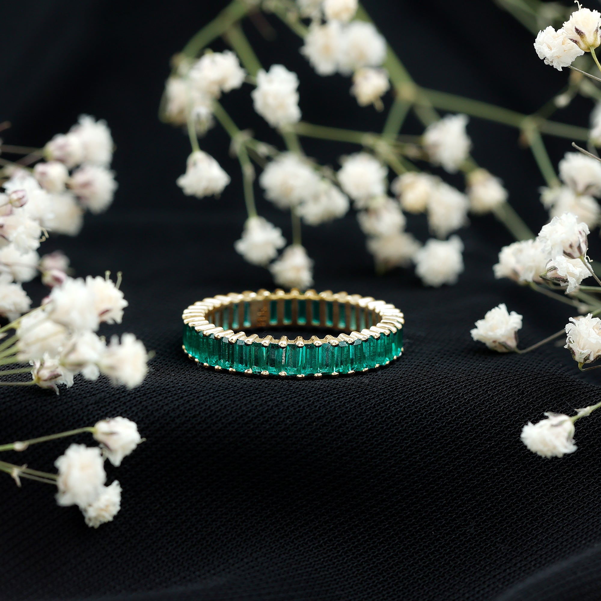Lab Grown Emerald Baguette Eternity Band AAAA - Rosec Jewels
