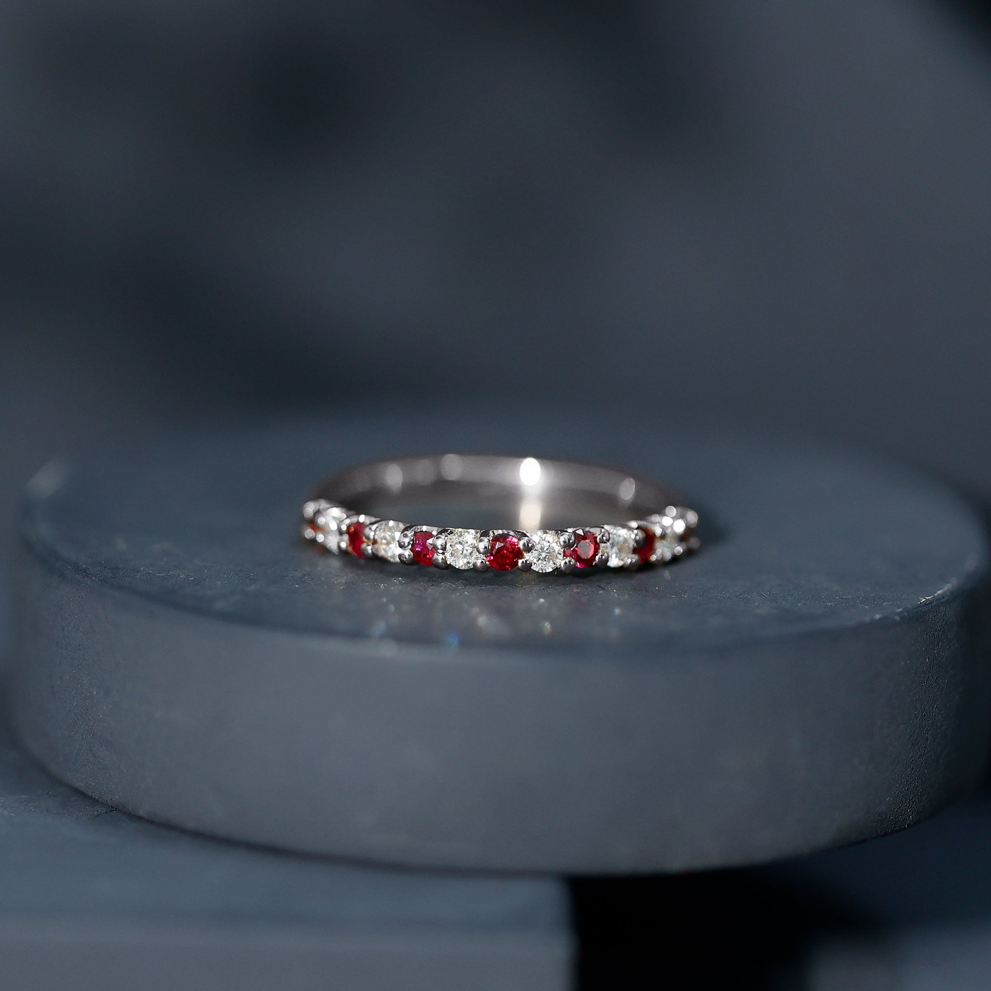 Natural Ruby Diamond Stackable Eternity Ring AAA - Rosec Jewels