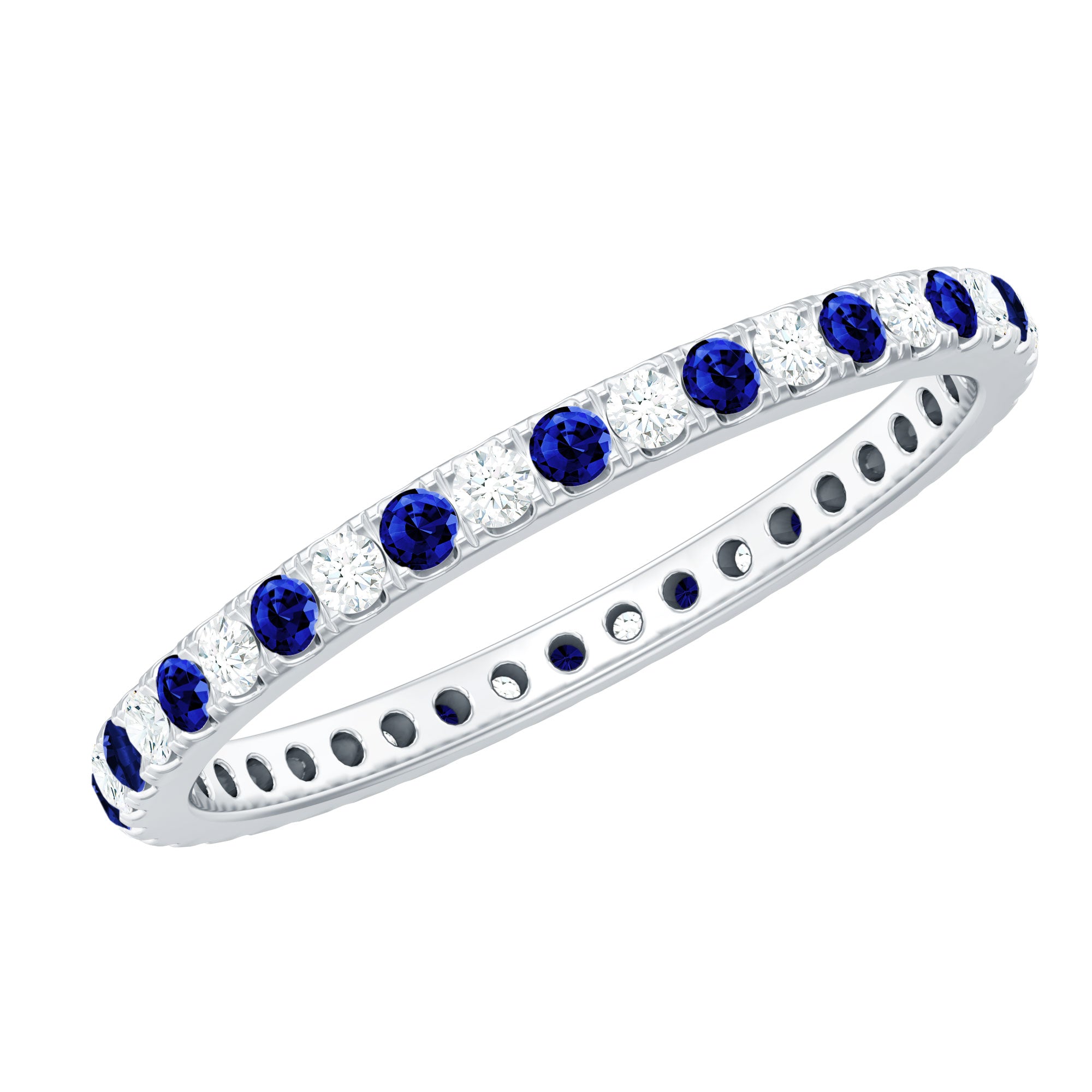 Stackable Lab Grown Blue Sapphire and Diamond Eternity Ring