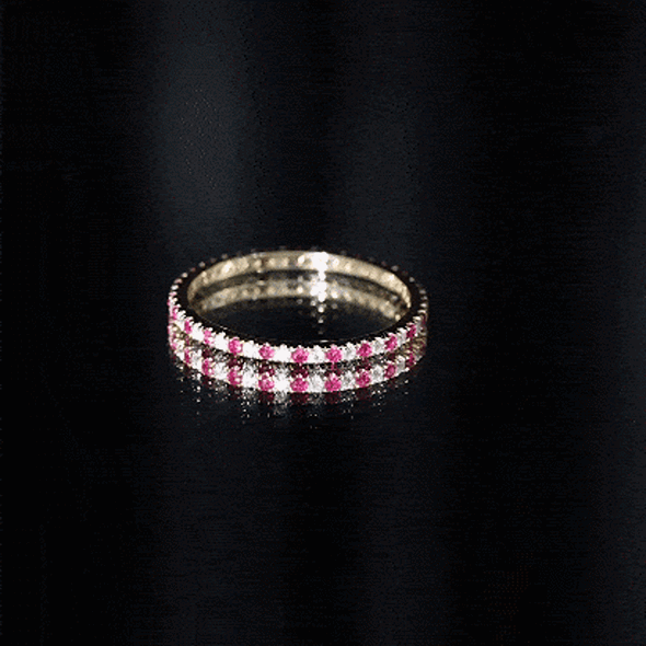 Real Ruby Full Eternity Stackable Ring with Lab Grown Diamond AAA - Rosec Jewels