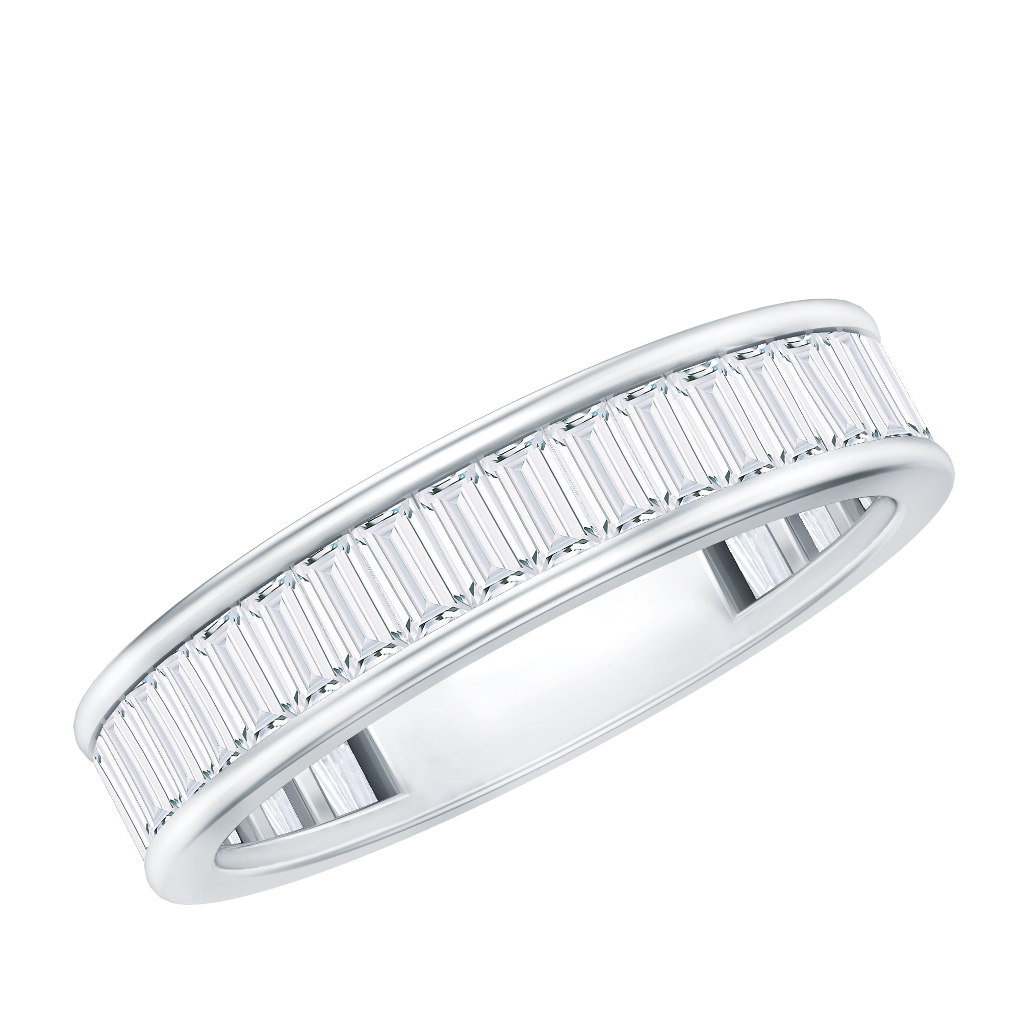 Baguette Cut Moissanite Wedding Band in Channel Setting
