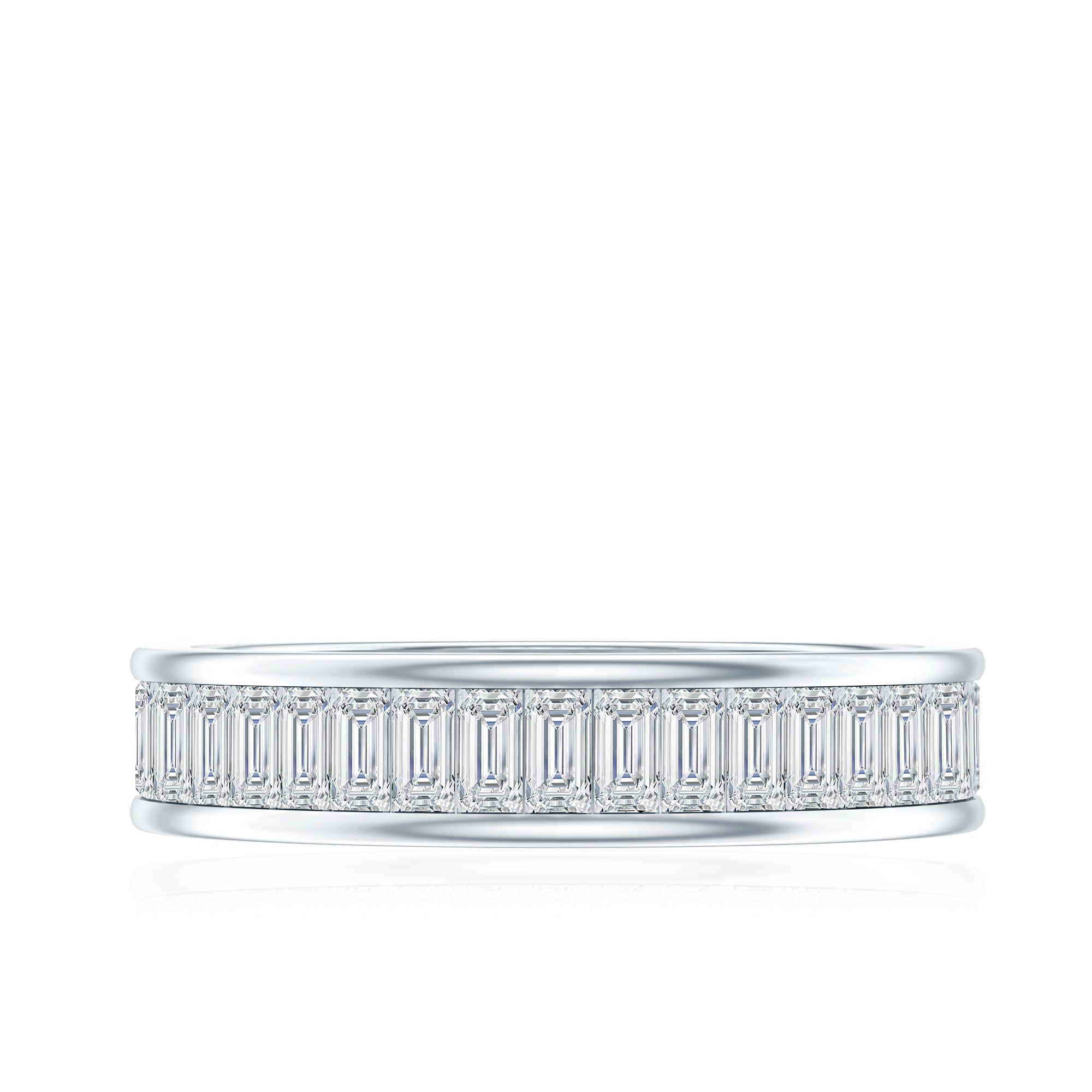 Baguette Cut Moissanite Wedding Band in Channel Setting D-VS1 - Rosec Jewels