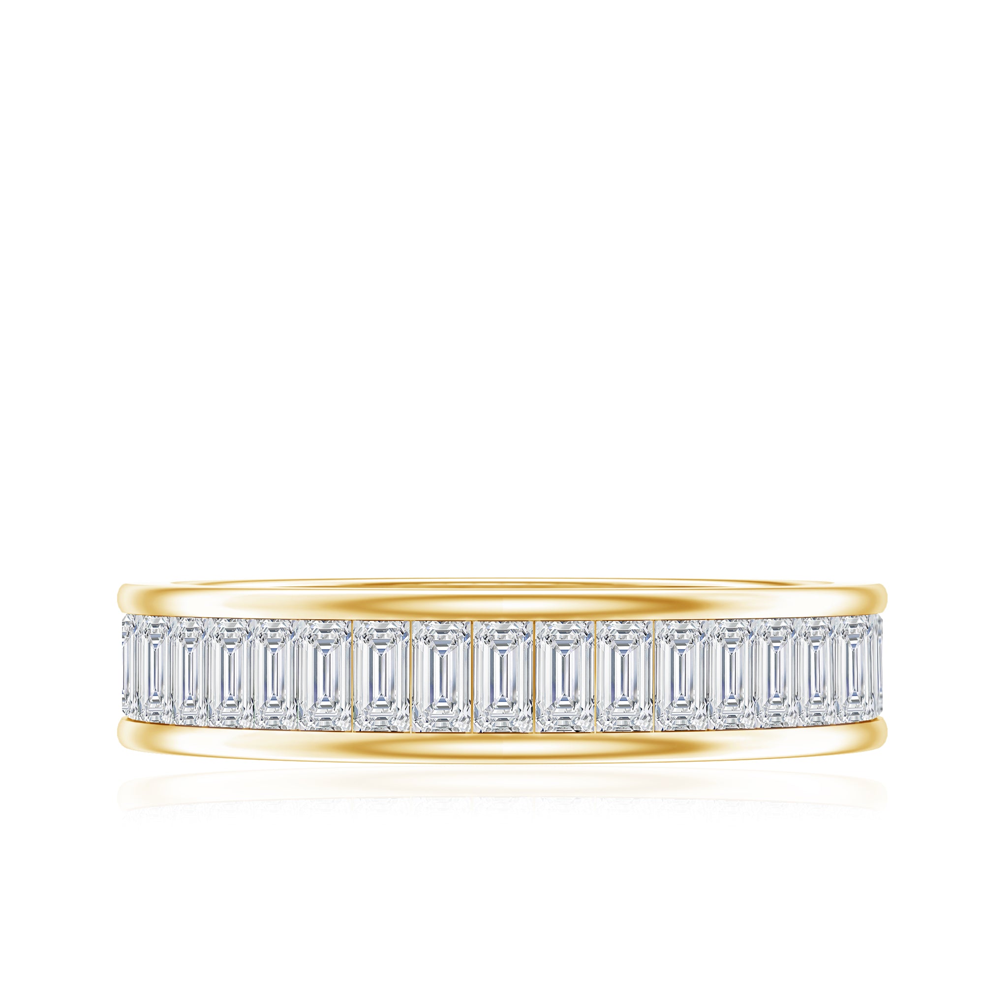 Baguette Cut Moissanite Wedding Band in Channel Setting D-VS1 - Rosec Jewels
