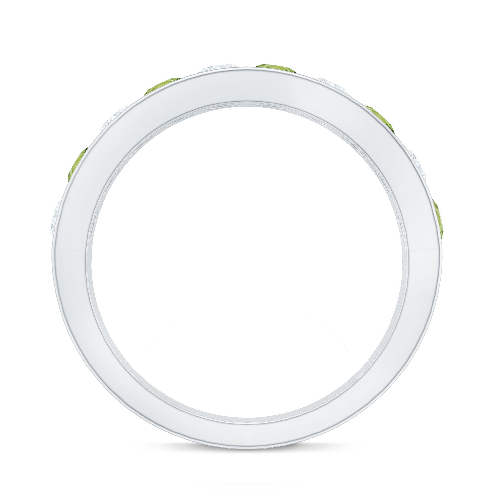 Channel Set Peridot and Diamond Half Eternity Ring for Women AAA - Rosec Jewels