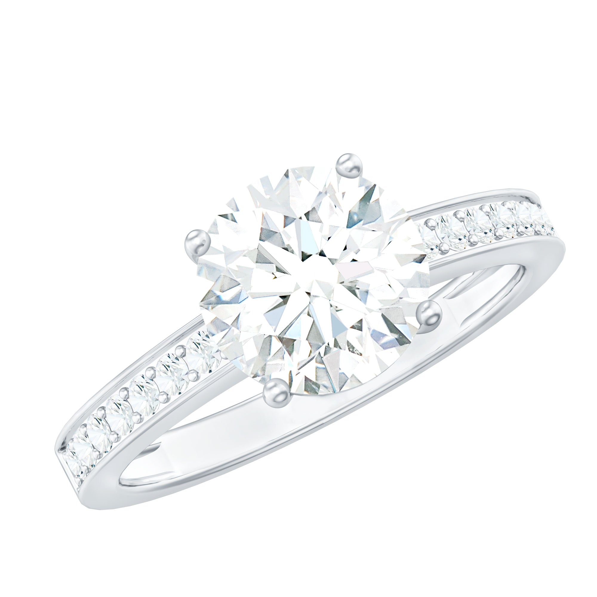 2.25 CT Round Cut Moissanite Engagement Ring in 4 Prong Setting