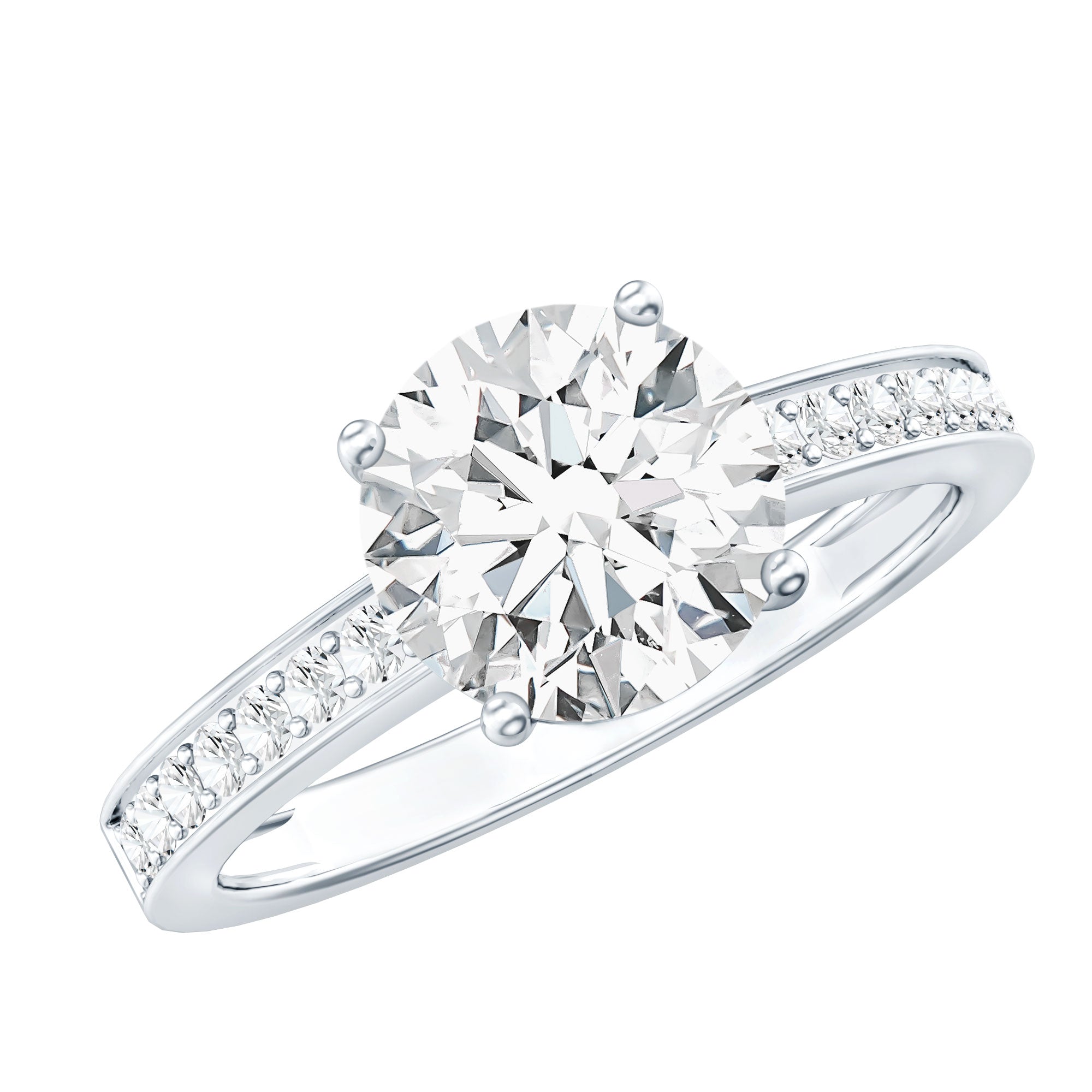 2.25 CT Round Cut Moissanite Engagement Ring in 4 Prong Setting D-VS1 - Rosec Jewels
