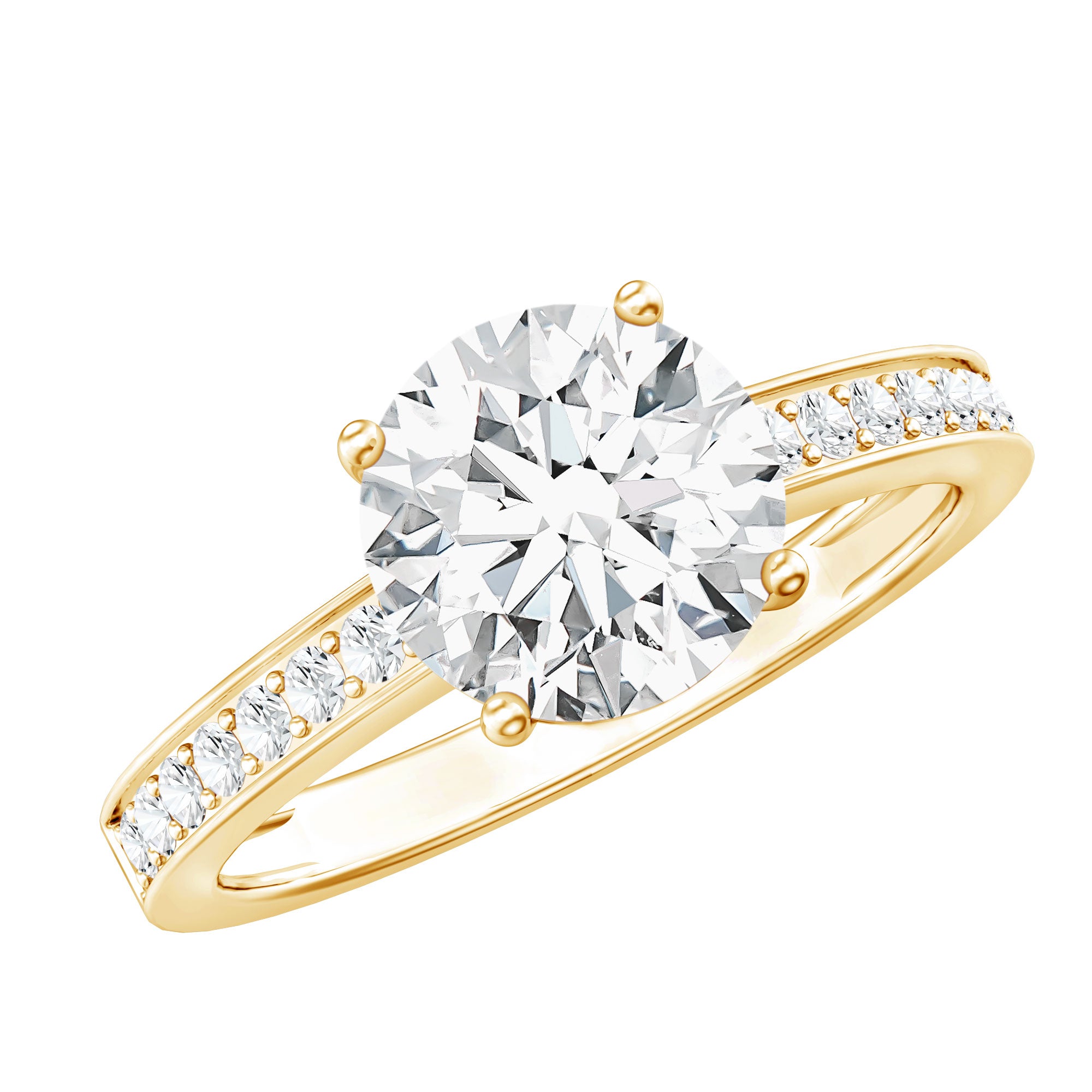 2.25 CT Round Cut Moissanite Engagement Ring in 4 Prong Setting D-VS1 - Rosec Jewels