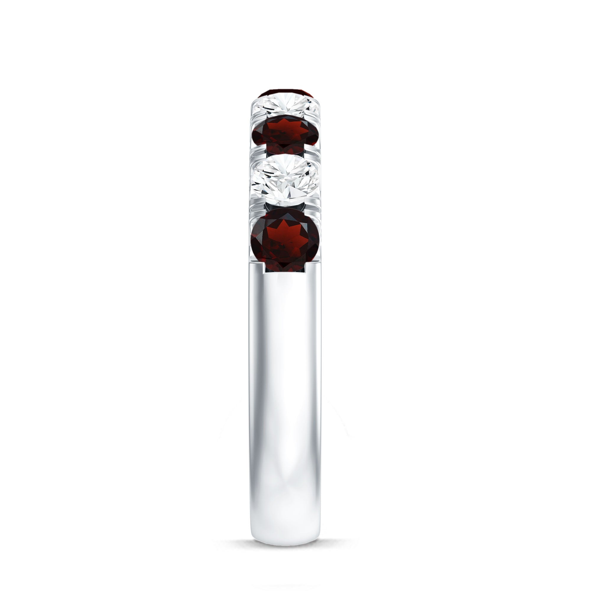 Genuine Garnet Diamond Half Eternity Wedding Ring AAA - Rosec Jewels