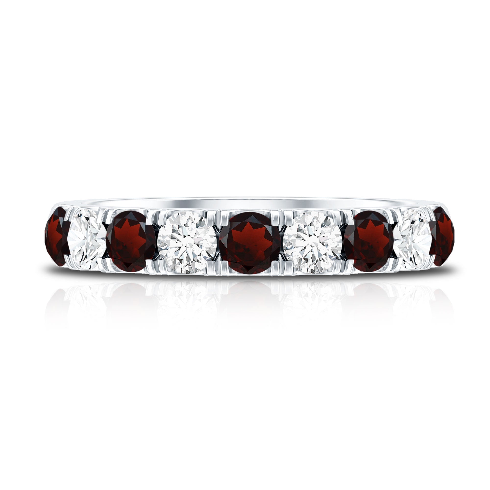 Genuine Garnet Diamond Half Eternity Wedding Ring AAA - Rosec Jewels