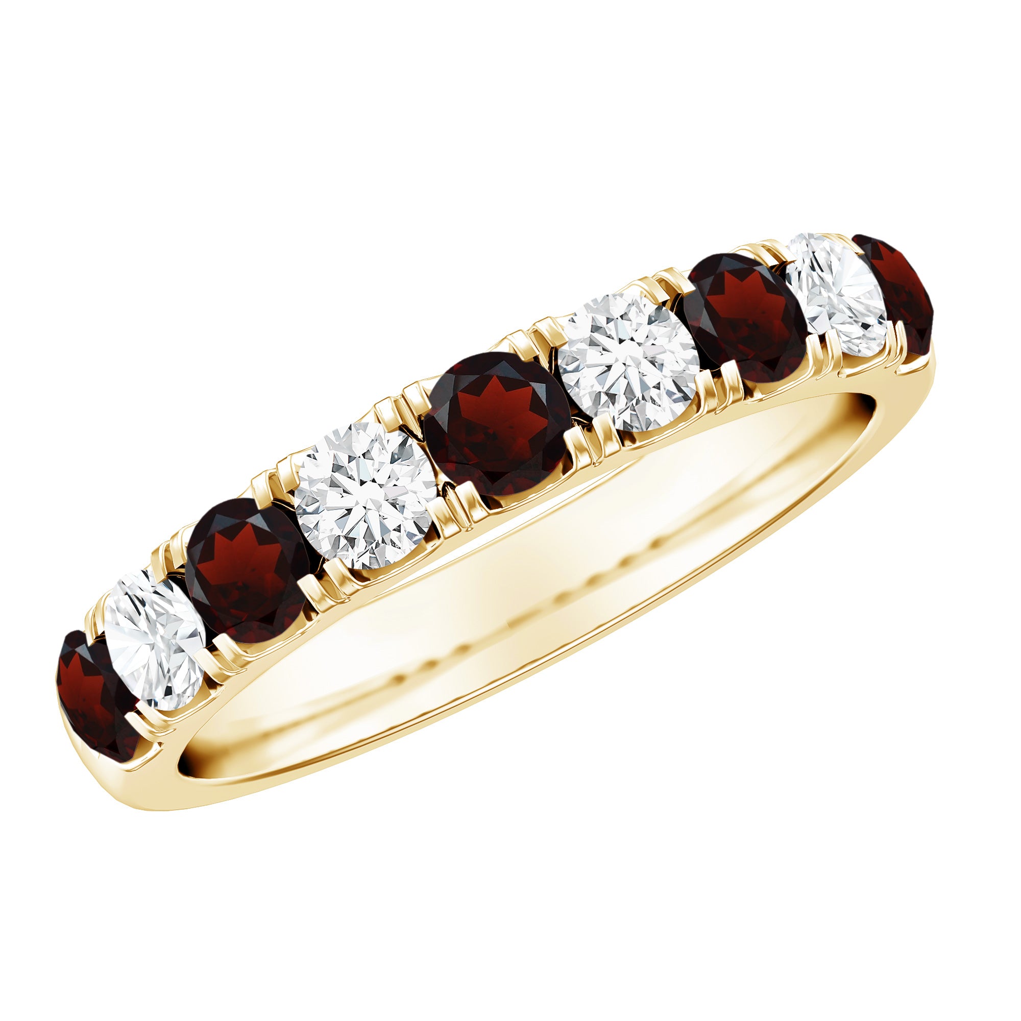 Genuine Garnet Diamond Half Eternity Wedding Ring AAA - Rosec Jewels