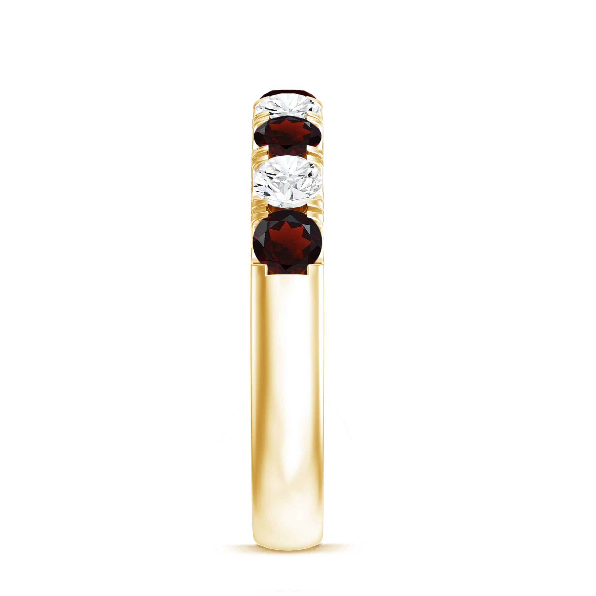 Genuine Garnet Diamond Half Eternity Wedding Ring AAA - Rosec Jewels