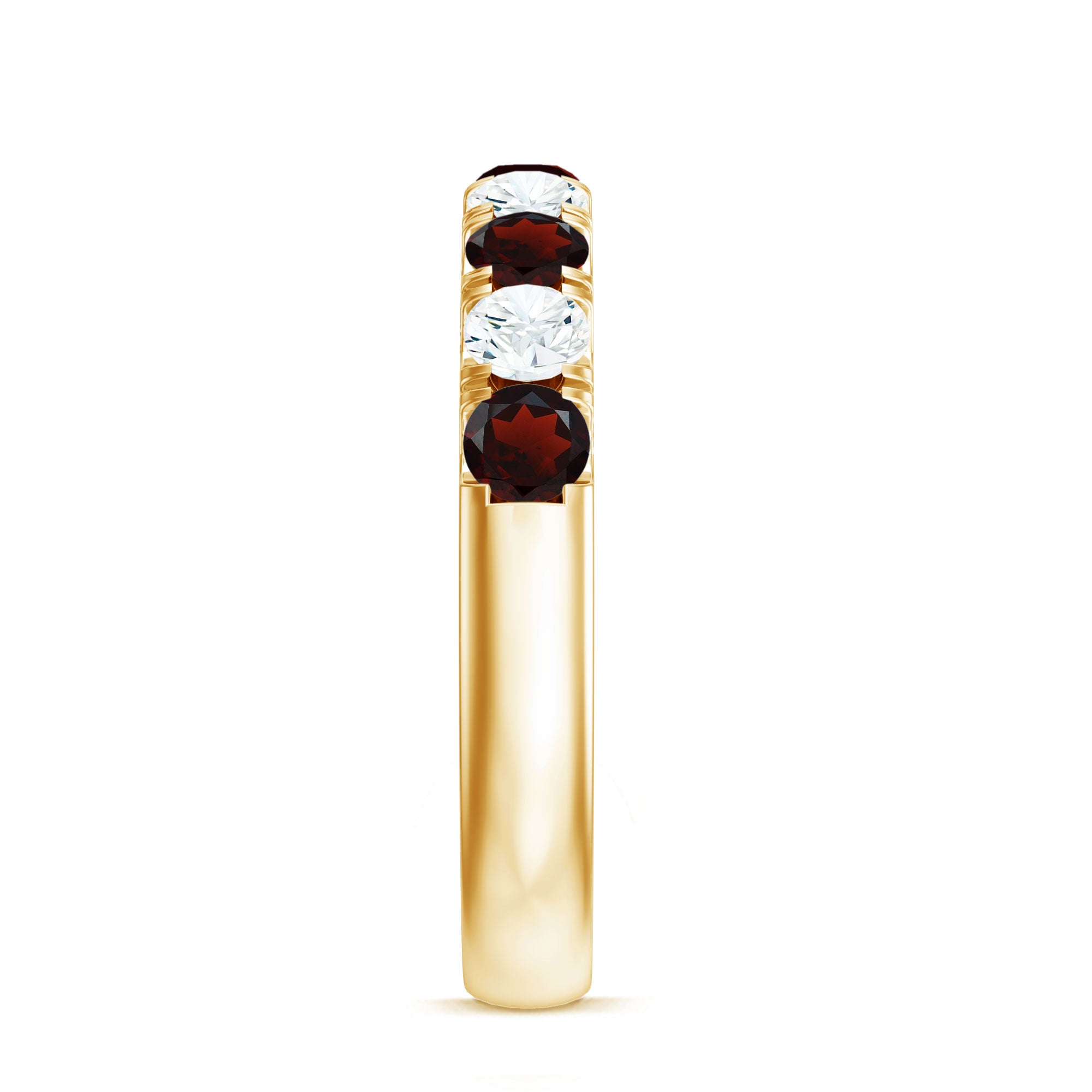 Genuine Garnet Diamond Half Eternity Wedding Ring AAA - Rosec Jewels