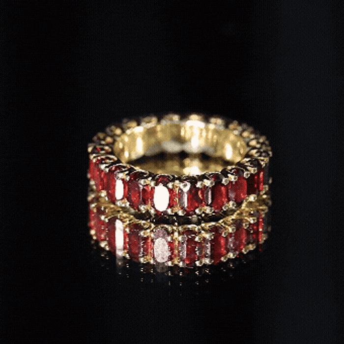 Certified Natural Oval Garnet Eternity Ring for Wedding AAA - Rosec Jewels