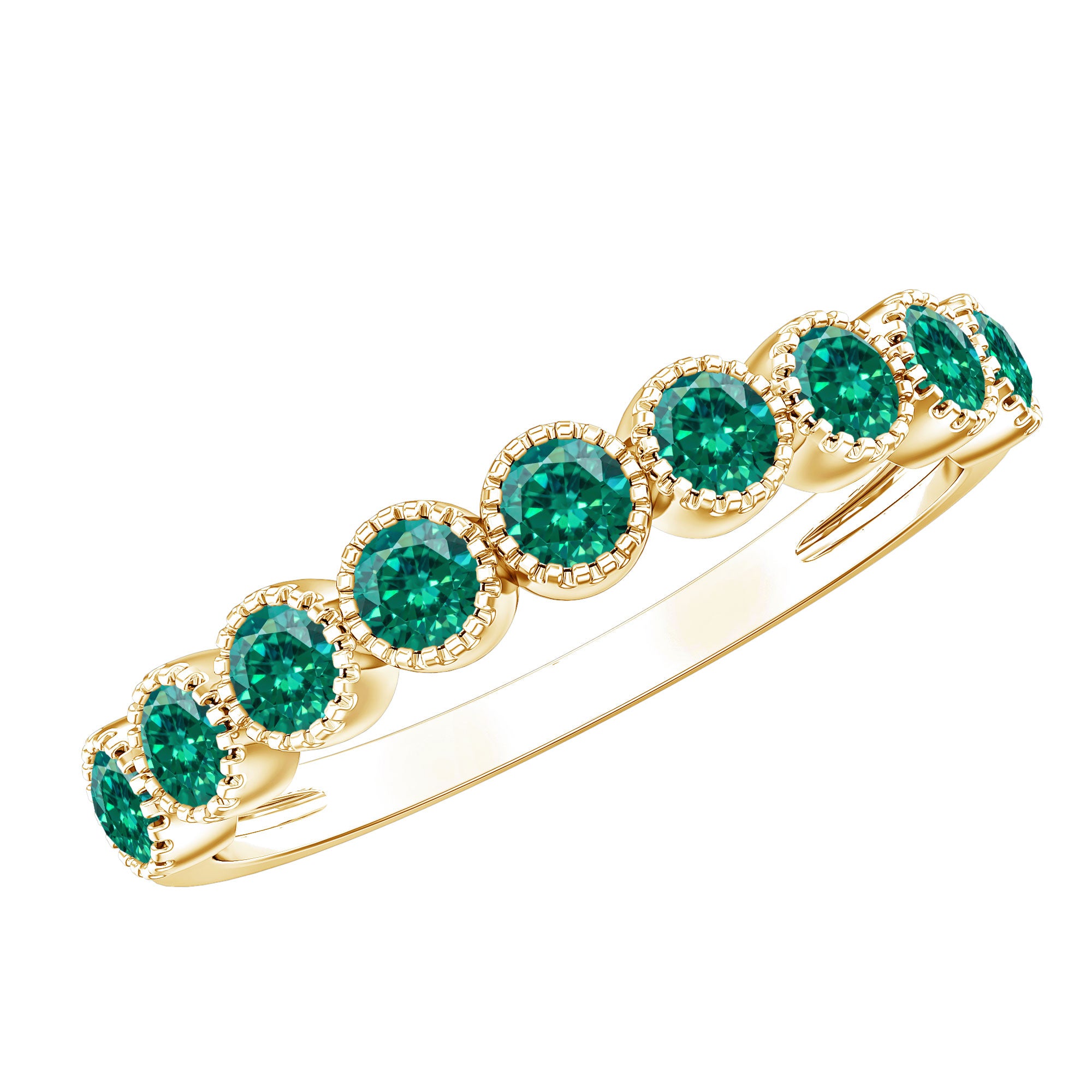 Certified Lab Created Emerald Full Eternity Band Ring in Bezel Setting AAAA - Rosec Jewels