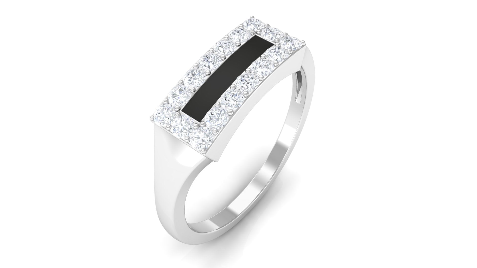 Natural Mens Diamond Band Ring with Black Enamel Natural - ( HI-SI ) - Rosec Jewels