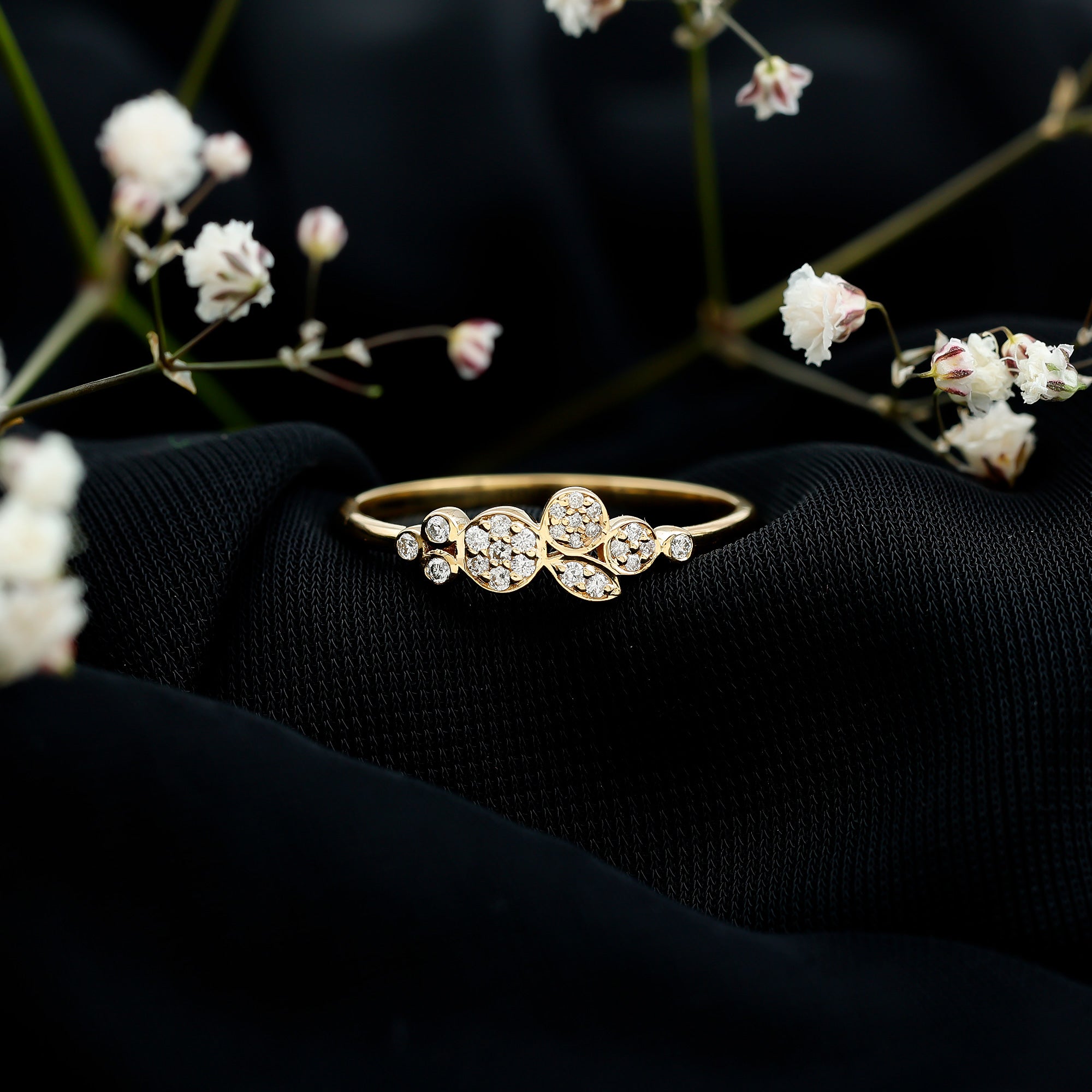 Illusion Set Round Diamond Cluster Engagement Ring Natural - ( HI-SI ) - Rosec Jewels