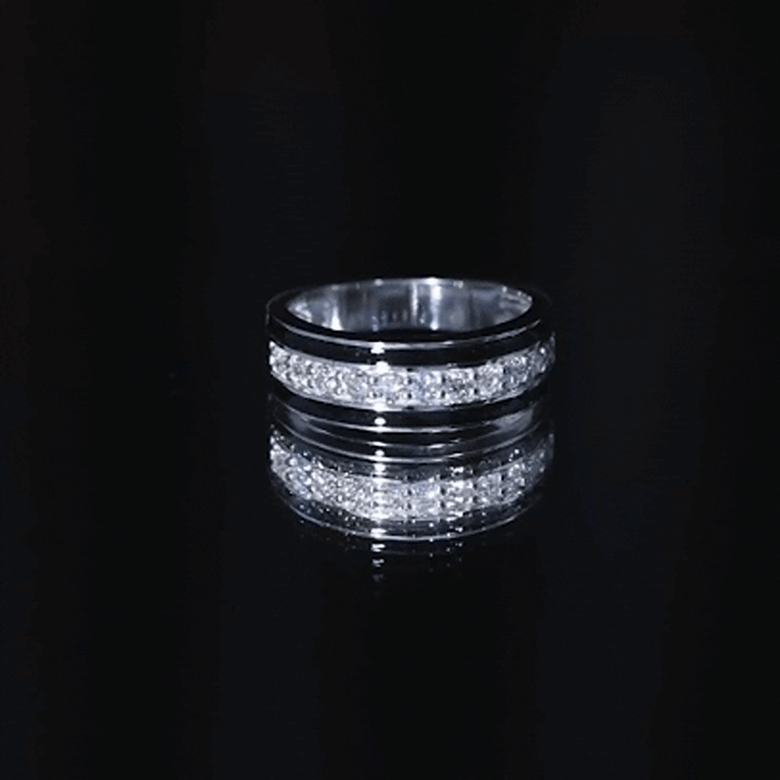 Natural Diamond and Enamel Wedding Band for Men Natural - ( HI-SI ) - Rosec Jewels