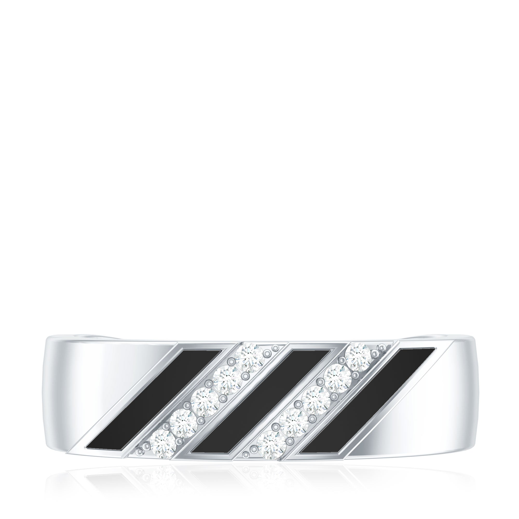 Certified Diamond Enamel Wedding Band Natural - ( HI-SI ) - Rosec Jewels
