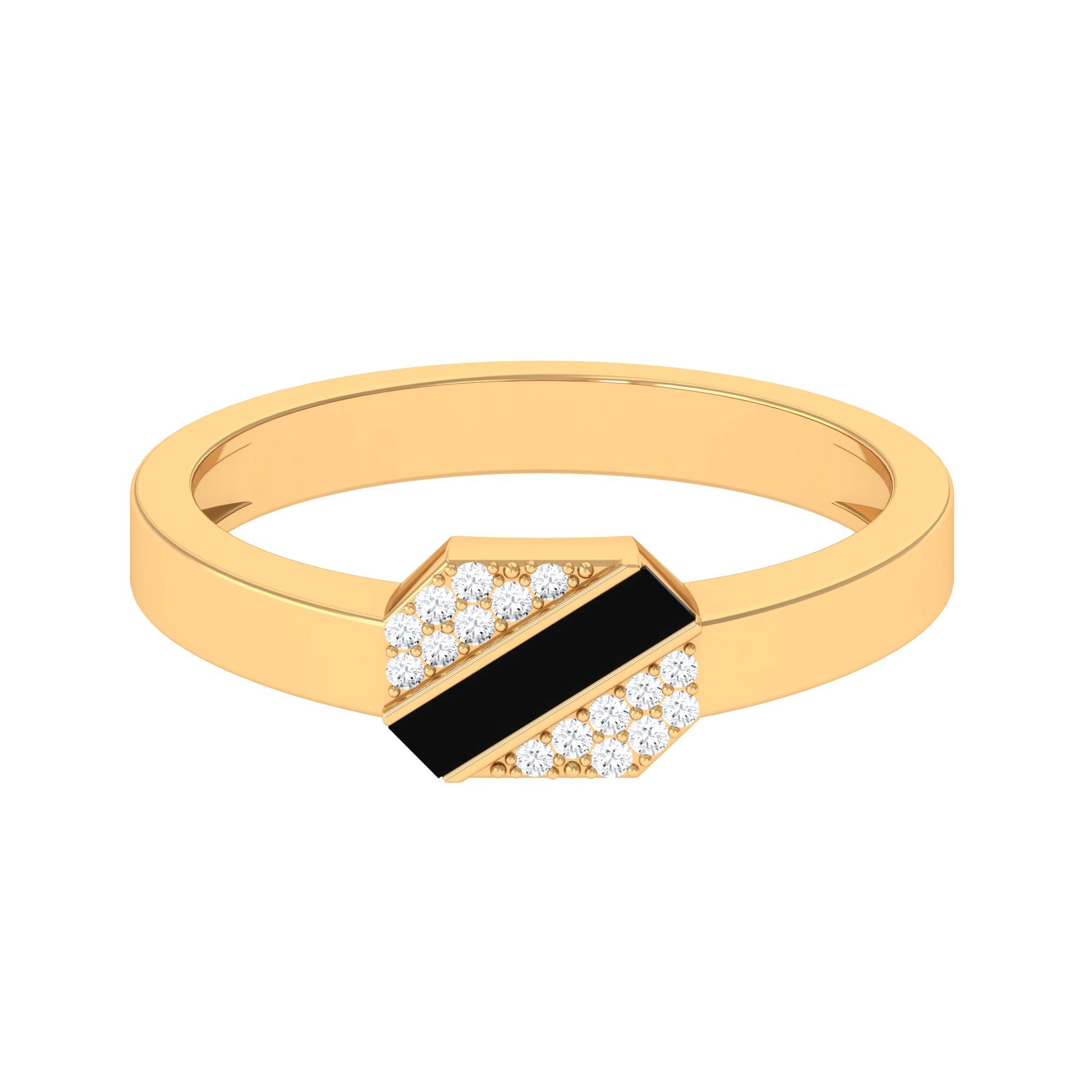 Certified Natural Diamond Mens Engagement Ring with Black Enamel Natural - ( HI-SI ) - Rosec Jewels