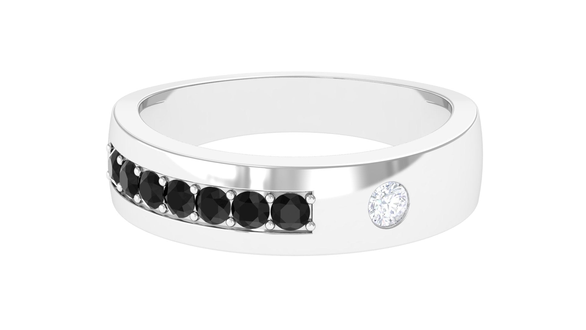 Moissanite and Lab Grown Black Diamond Wedding Band