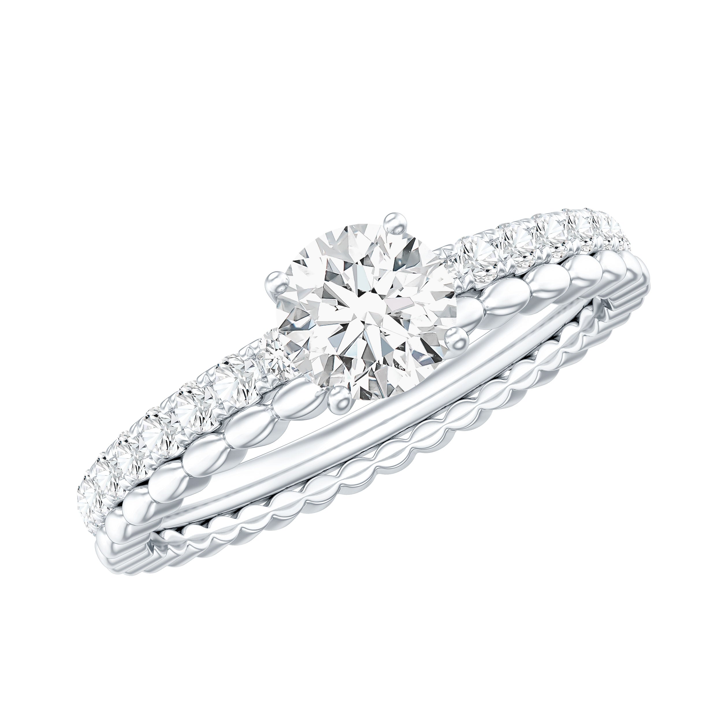 Round Cut Moissanite Designer Engagement Ring With Certificate