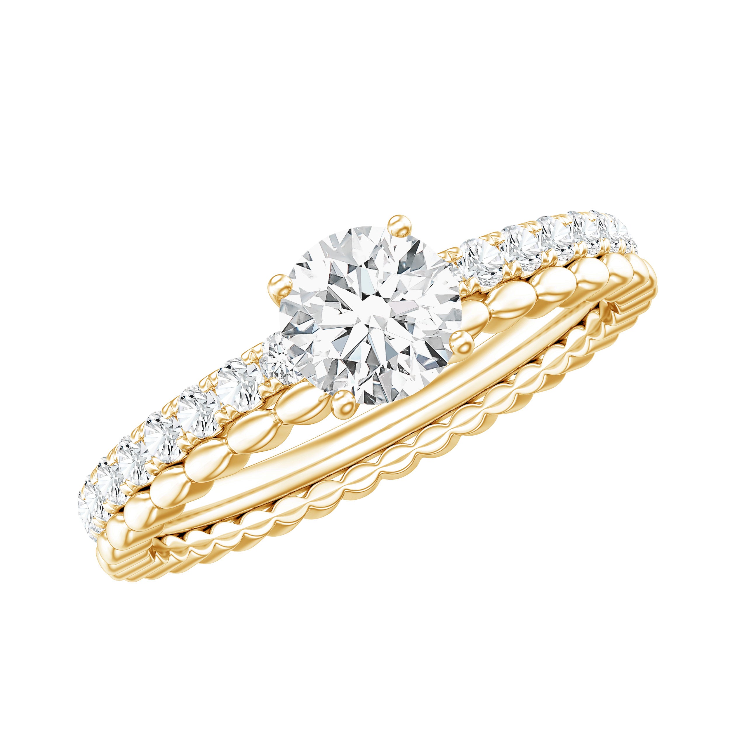 Round Cut Moissanite Designer Engagement Ring With Certificate D-VS1 - Rosec Jewels