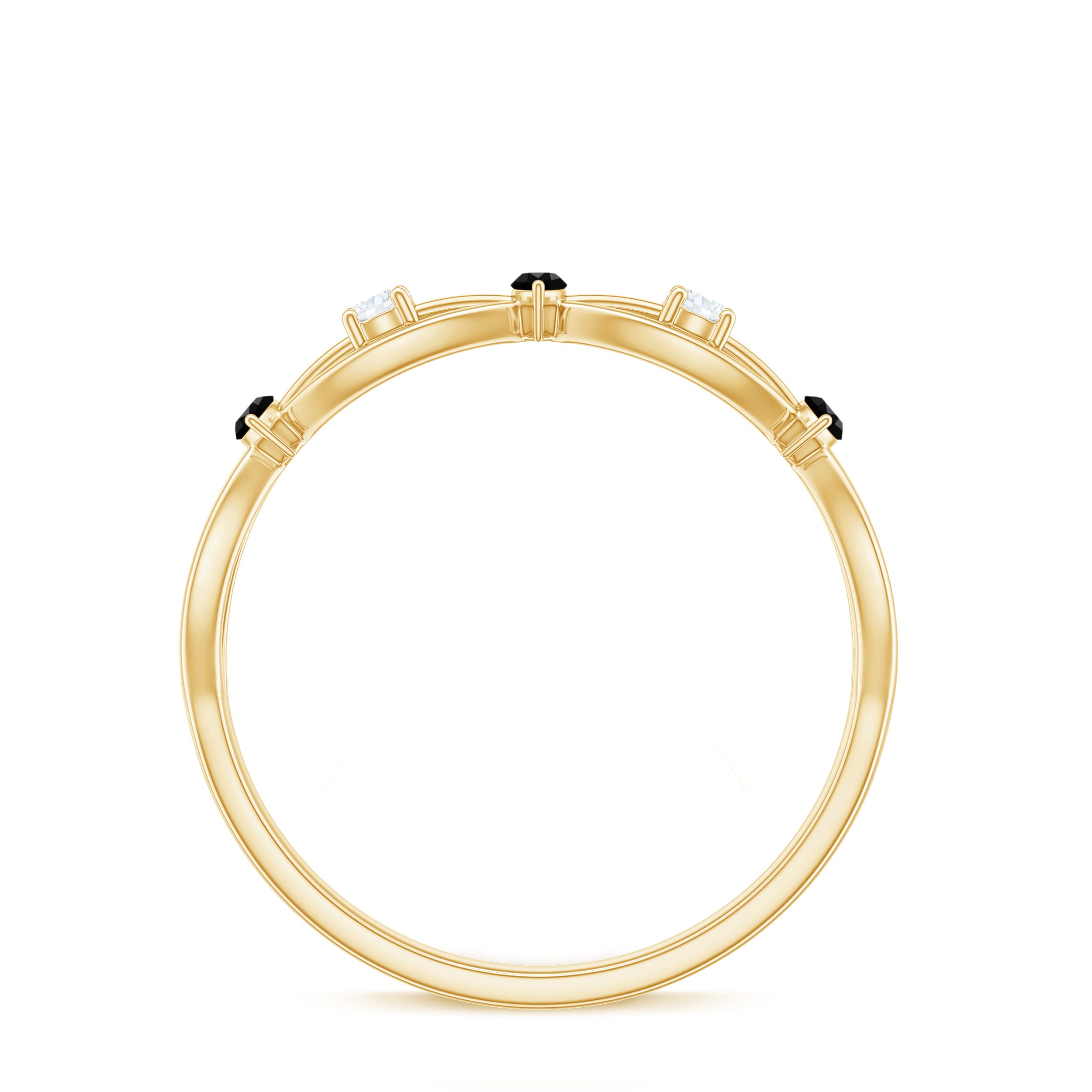 Certified Lab Grown Black Diamond Promise Ring with White Diamond AAAA ( Synthetic ) - Rosec Jewels