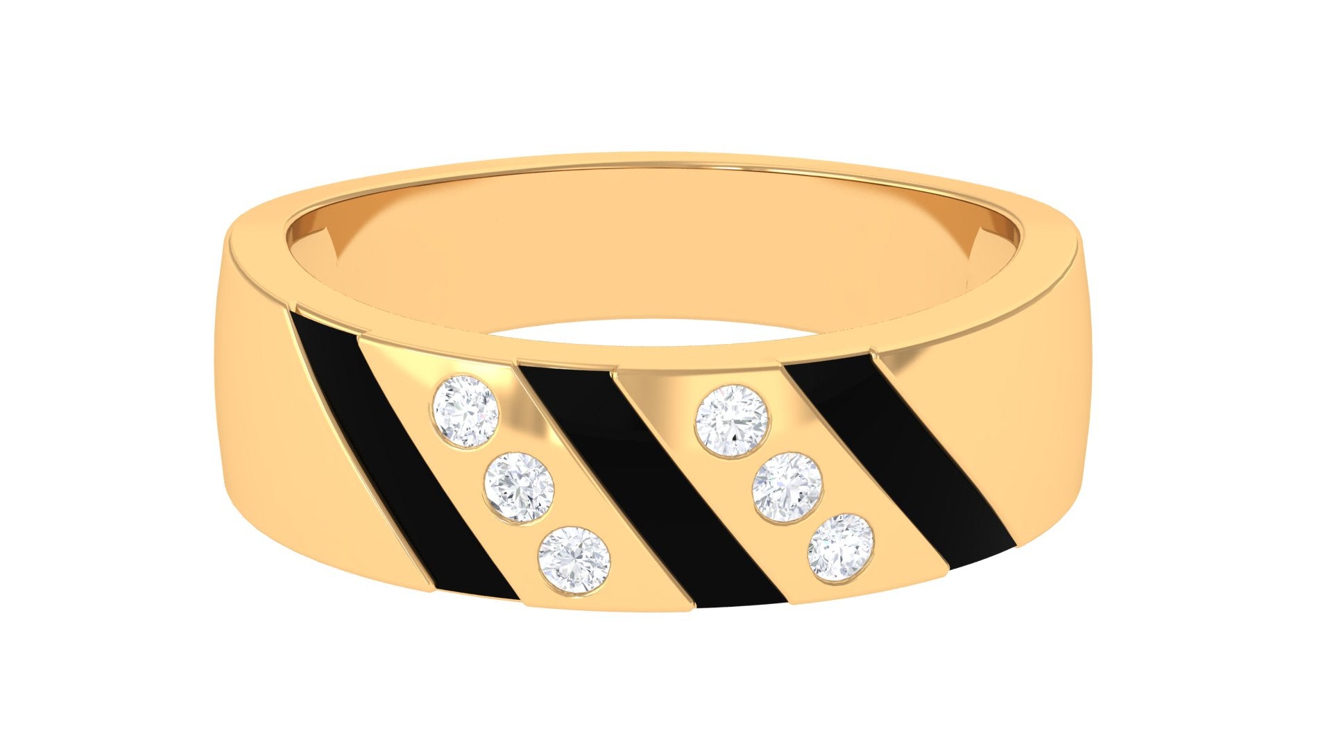 Natural Diamond Mens Wedding Band with Black Enamel Natural - ( HI-SI ) - Rosec Jewels